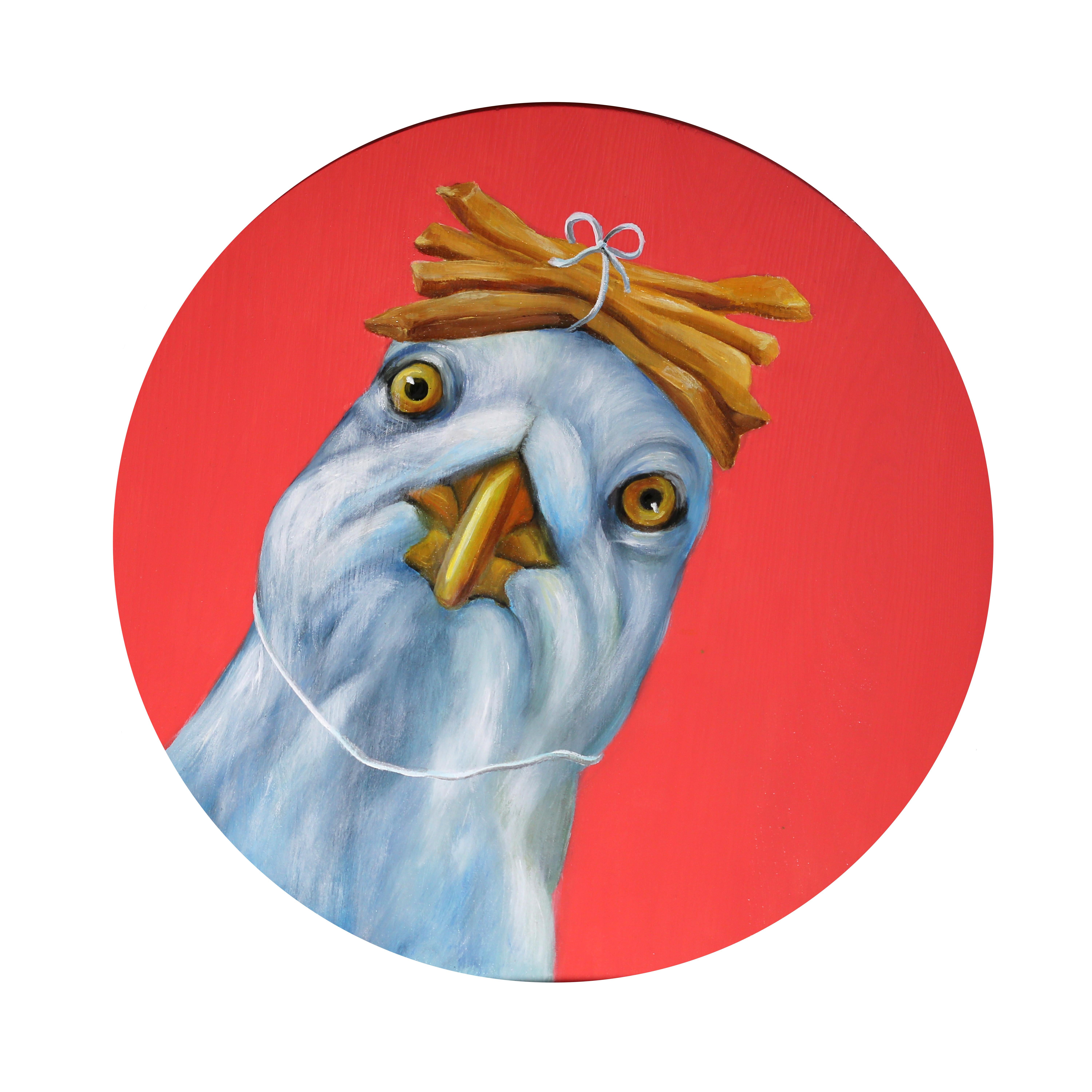 JJ  Galloway Animal Painting - Seagull Fries Fu Manchu