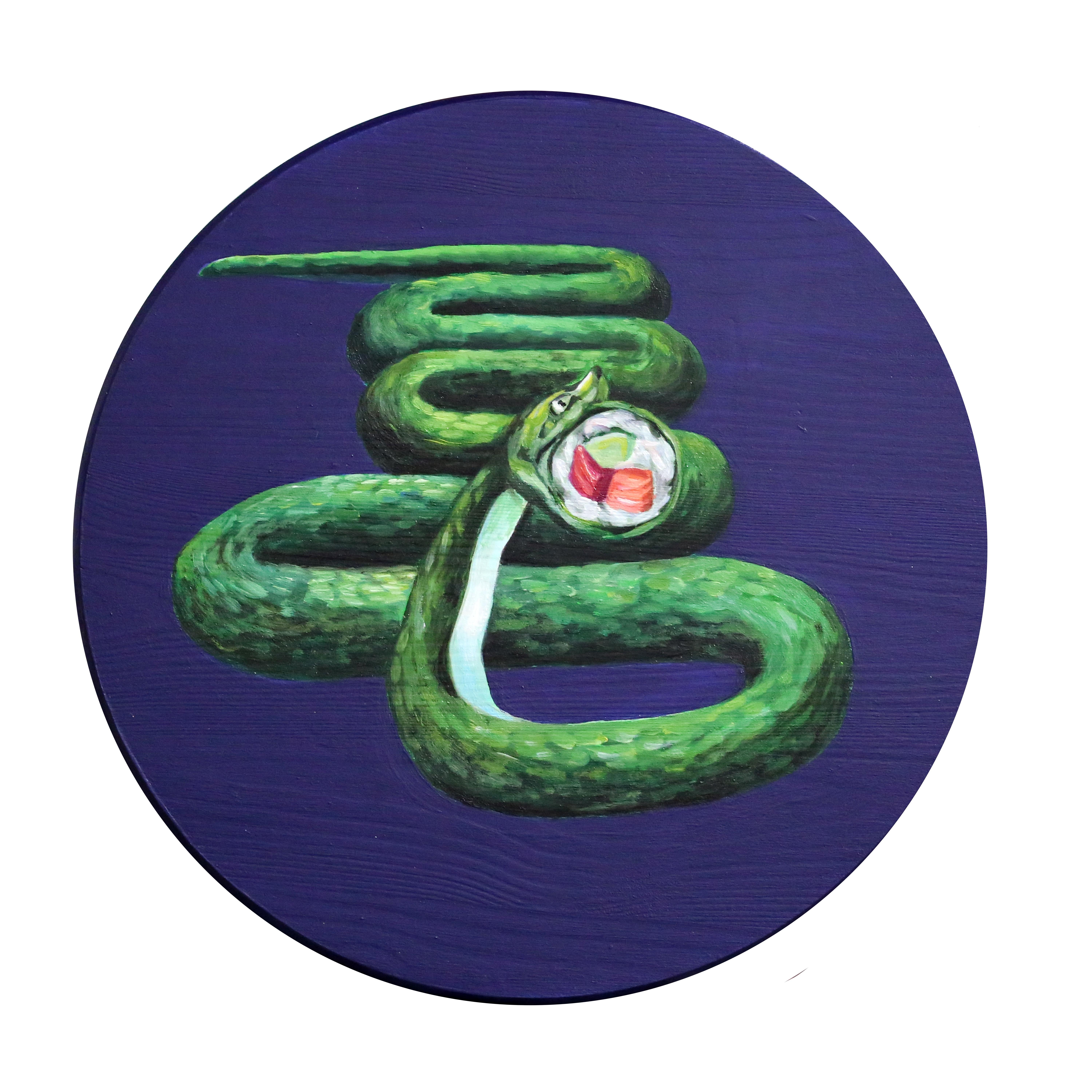 JJ  Galloway Animal Painting - Sushi Snake Purple