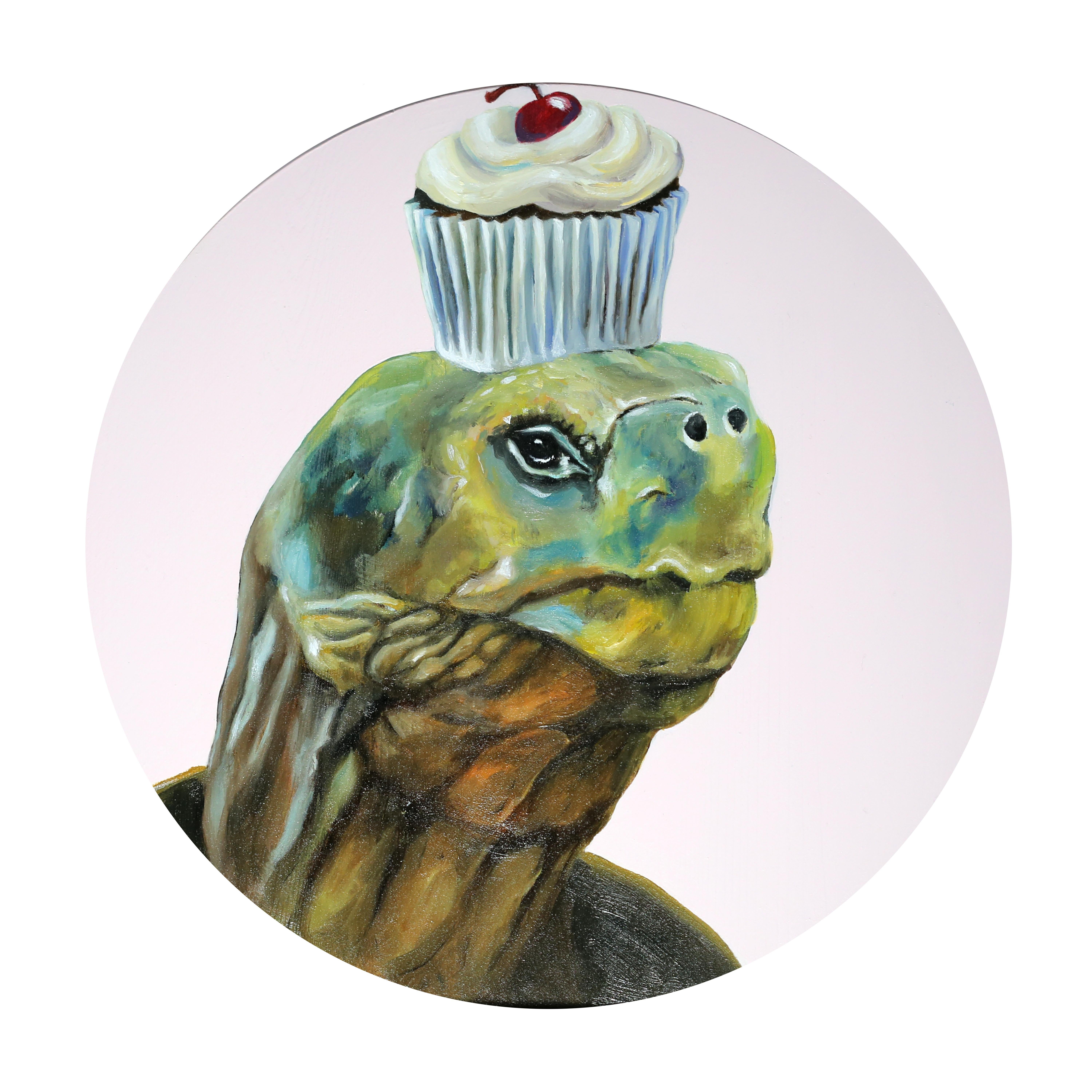 JJ  Galloway Animal Painting - Turtle with Cupcake Crown