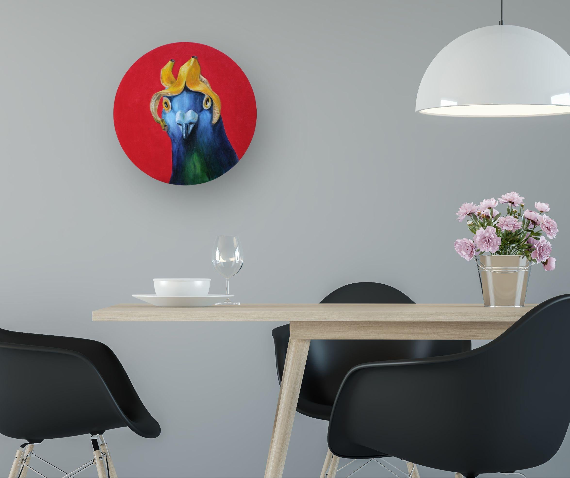 Banana Bangs - Original zeitgenössisches Kunstwerk - surrealistische Tiermalerei (Surrealismus), Art, von JJ Galloway