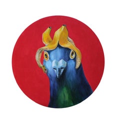 Banana Bangs - Original contemporary artwork - surrealistic animal painting