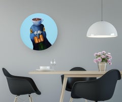 Coffee Hour - Oeuvre d'art contemporain originale - peinture animalière surréaliste