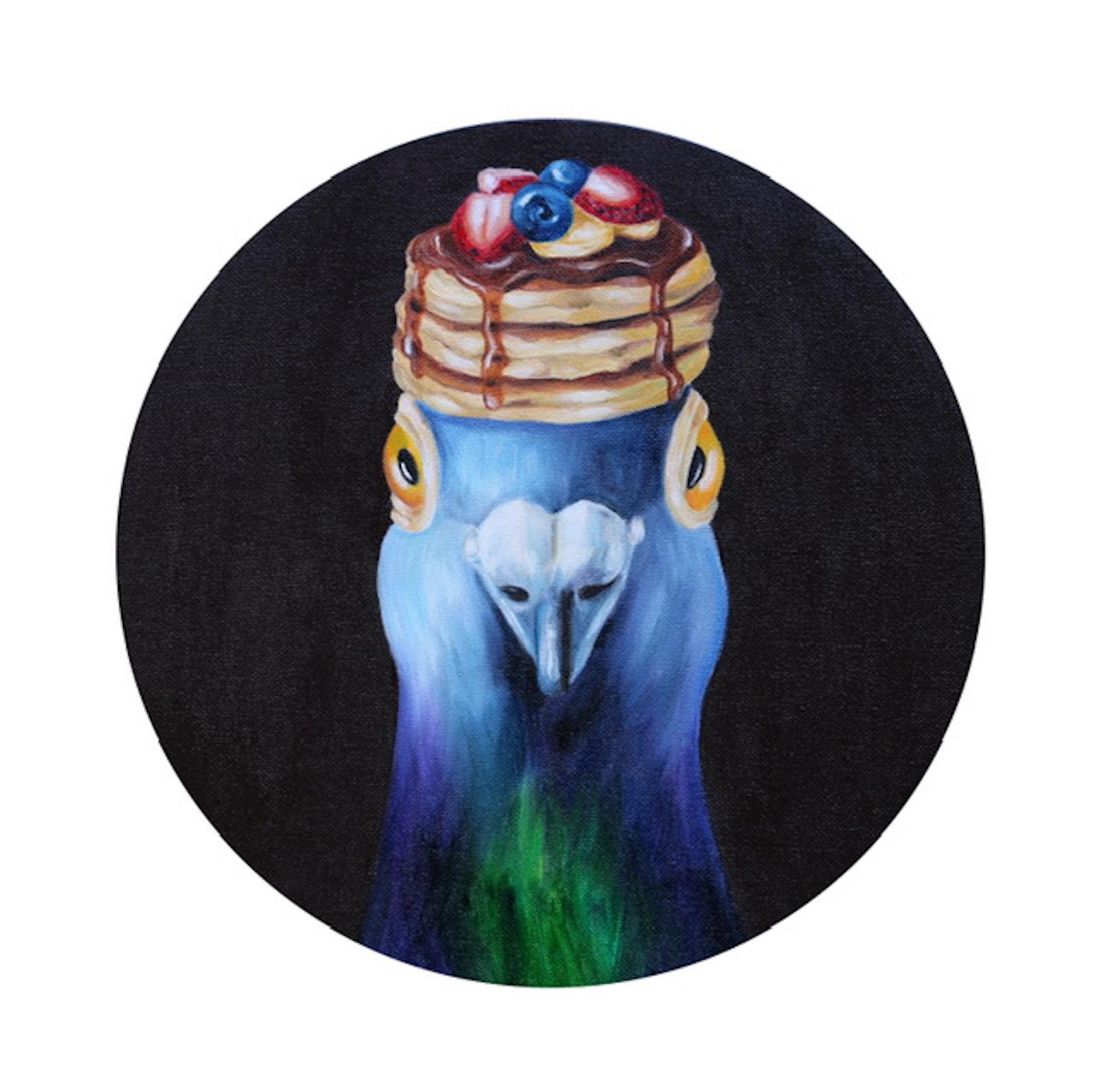 We offer complimentary worldwide shipping and cover all tariffs and import taxes for this artwork. This exceptional artwork is currently on display and available for sale at Signet Contemporary Art Gallery and online.

In Fruit Pancake Top Hat, JJ