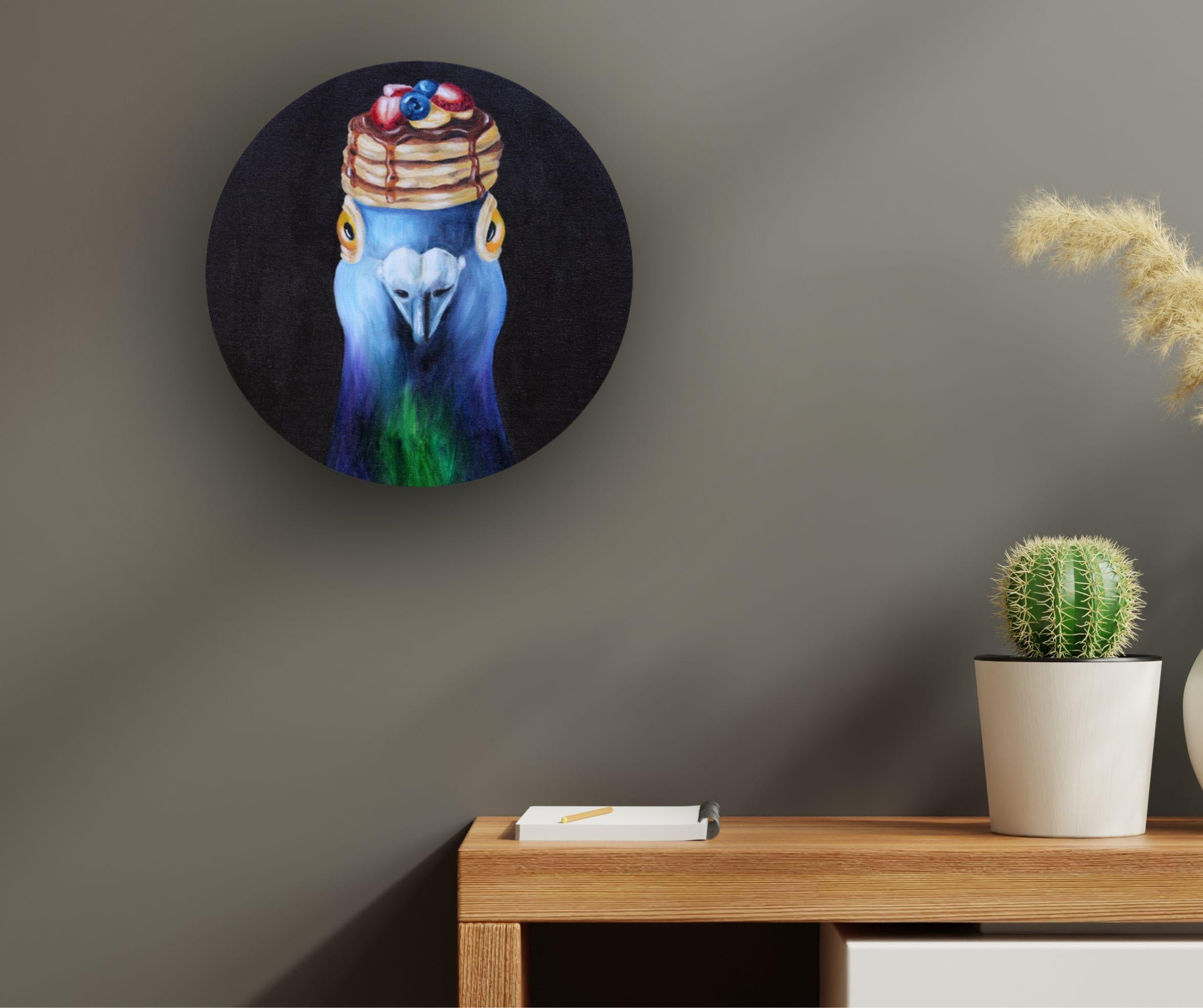 Fruit Pancake Top - Original zeitgenössisches Kunstwerk - surrealistische Tiermalerei (Surrealismus), Art, von JJ Galloway