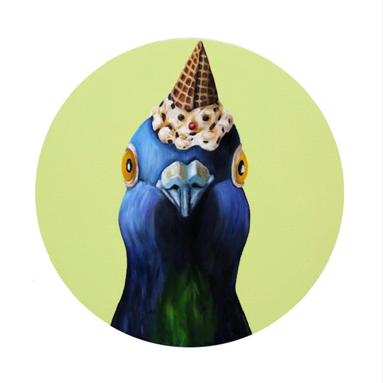 Ice Cream Clown - Oeuvre d'art contemporain originale - peinture animalière surréaliste