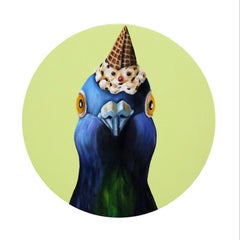 Ice Cream Clown - Oeuvre d'art contemporain originale - peinture animalière surréaliste