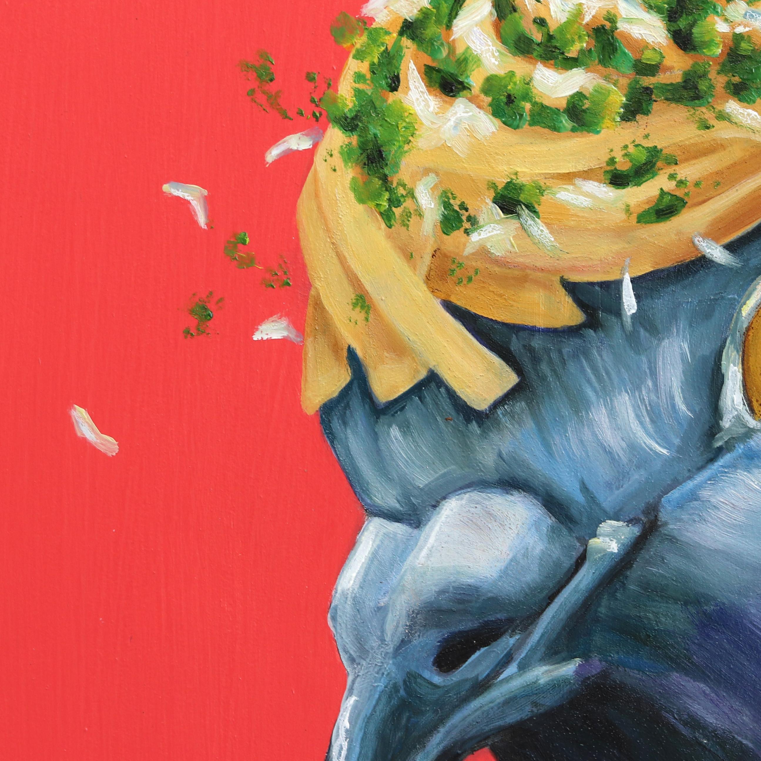 Paloma Linguini - Pintura divertida de animales y comida - Painting Arte pop de JJ Galloway