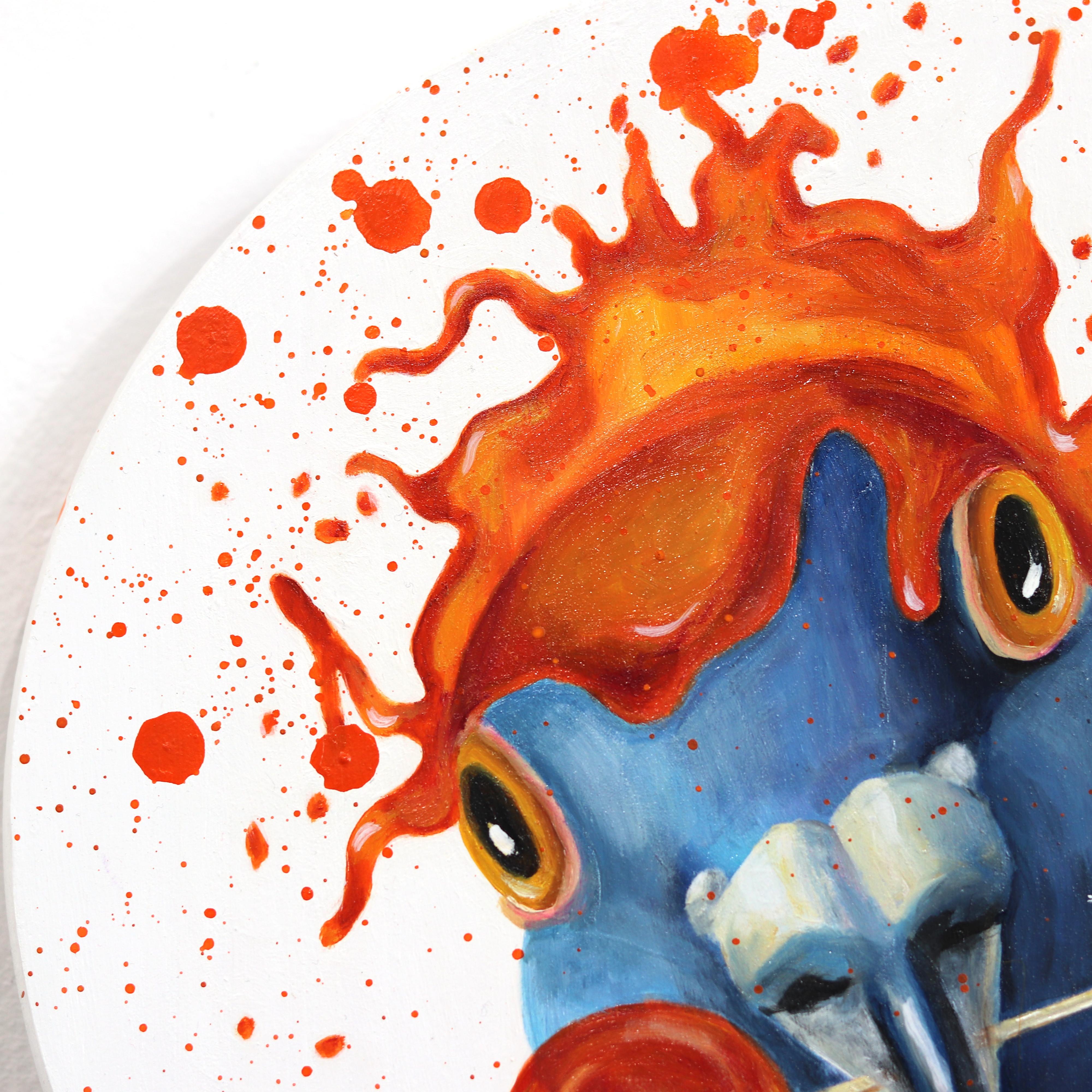 Lolli con spruzzi d'arancia - Pittura di uccelli e caramelle - Painting Pop Art di JJ Galloway