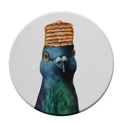 Pigeon en crêpe - Oeuvre d'art contemporaine originale - peinture animalière surréaliste