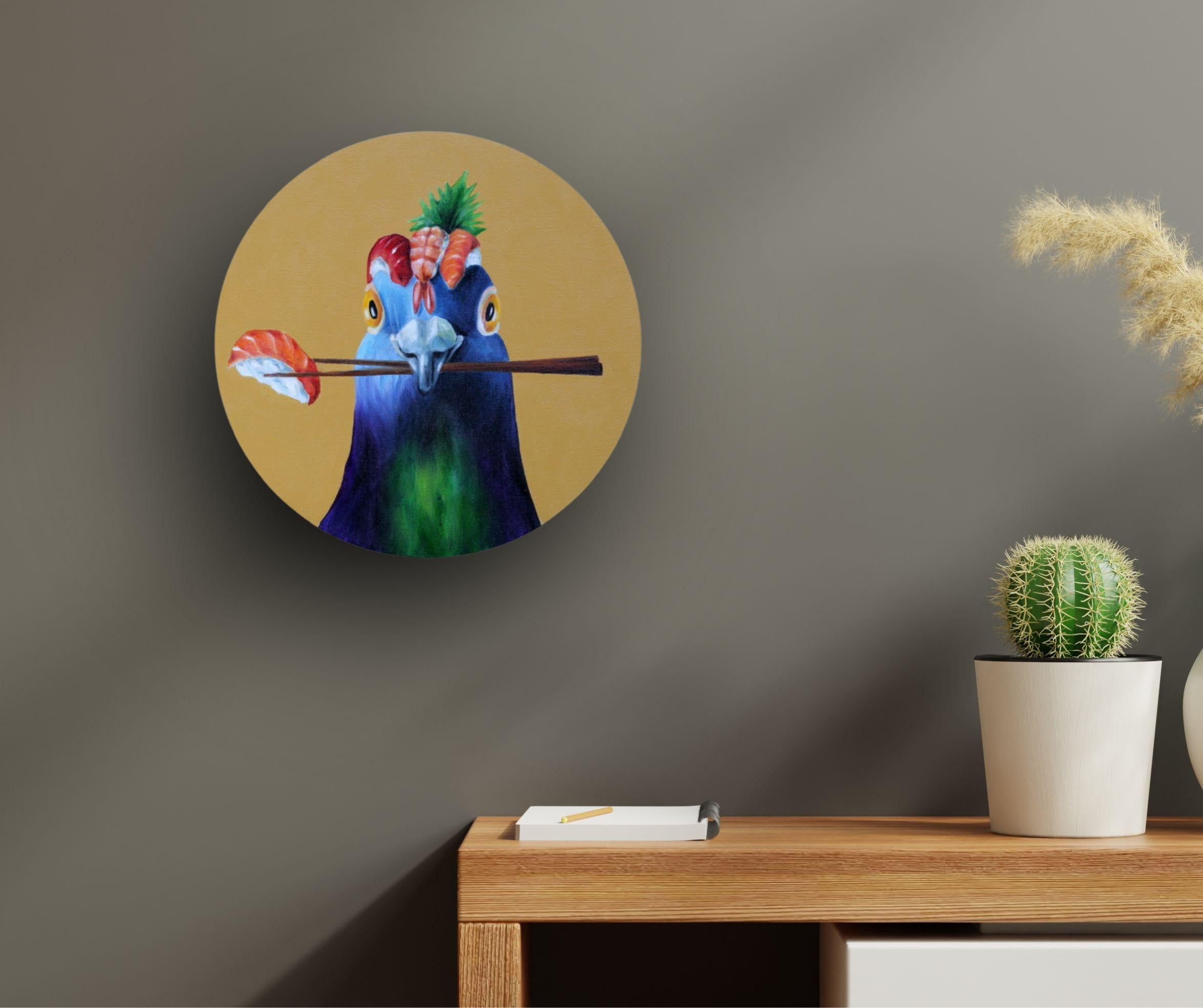 Sashimi Crown - Original zeitgenössisches Kunstwerk - surrealistische Tiermalerei (Surrealismus), Art, von JJ Galloway