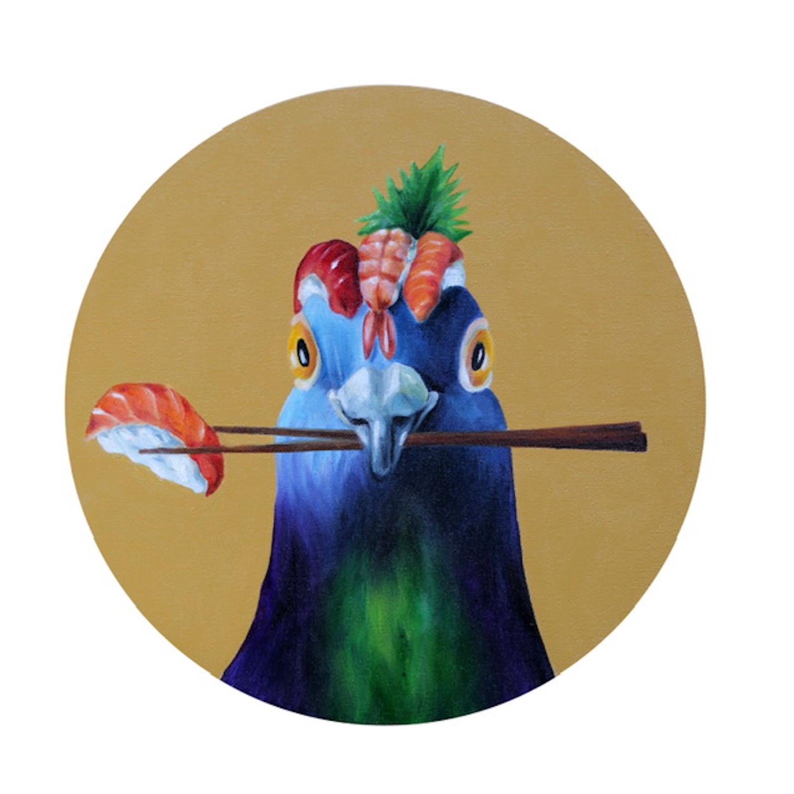 Sashimi Crown - Original contemporary artwork - surrealistic animal painting