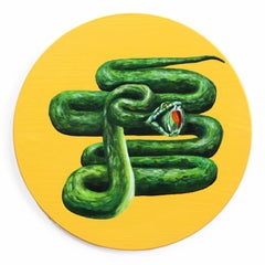 Serpente Sushi su giallo - Divertente pittura di animali e cibo
