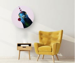 Unicorn Pigeon - Original contemporary artwork - surrealistic animal painting
