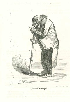 Mr. Parrot - Original Lithograph by J.J. Grandville - 1852