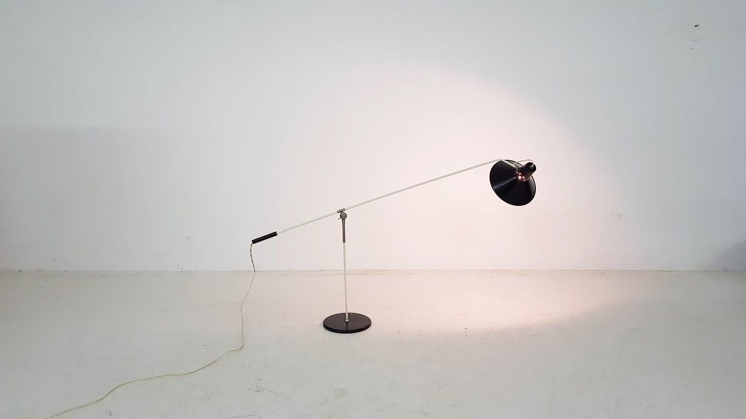 Mid-Century Modern J.J. Hoogervorst for Anvia Almelo Metal Floor Lamp, Dutch Modern Design, 1950s For Sale