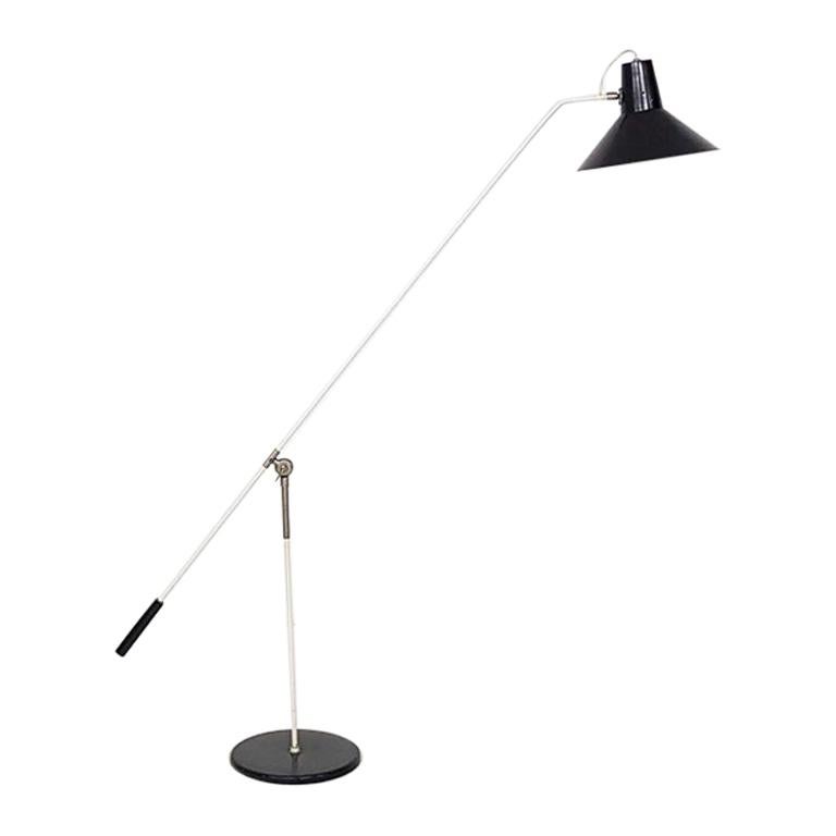 J.J. Hoogervorst für Anvia Almelo Metall-Stehlampe, niederländisches modernes Design, 1950er Jahre