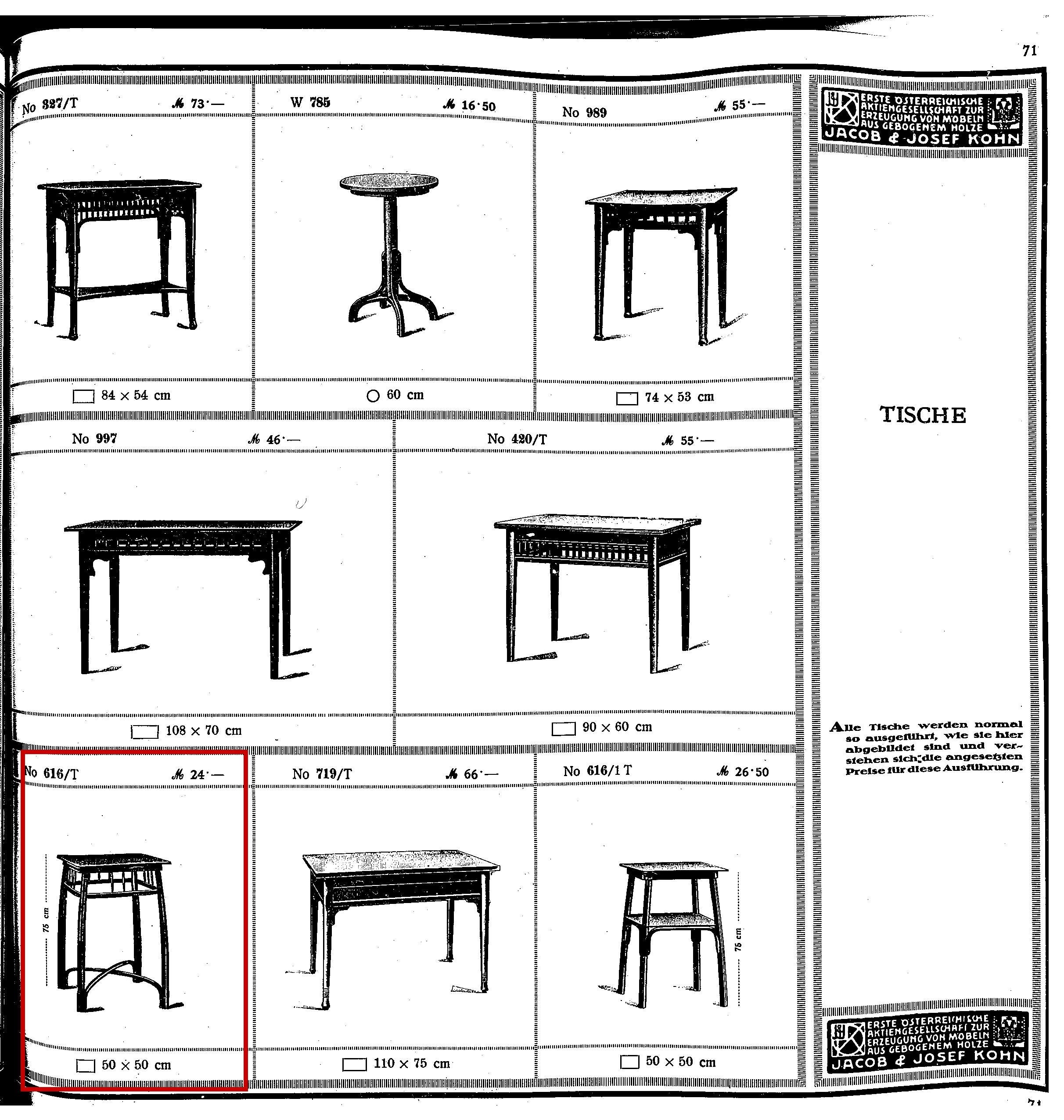Early 20th Century J.&J. Kohn Art Nouveau Waiting Table, Mahogany stained, Austria, Around 1905 For Sale