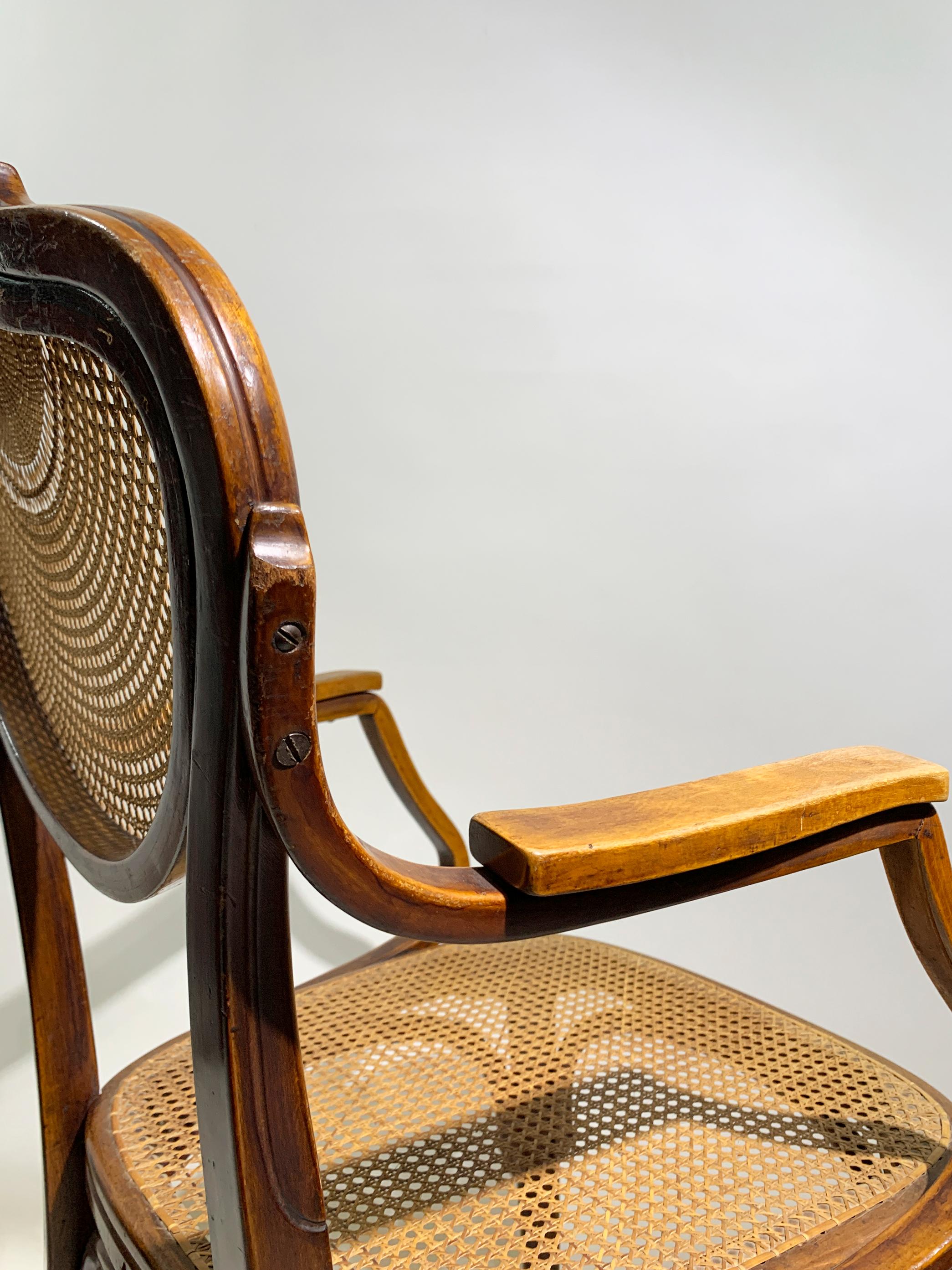 J&J Kohn Bentwood Armchair with Rattan Seat and Back, Austria , circa 1900 For Sale 5