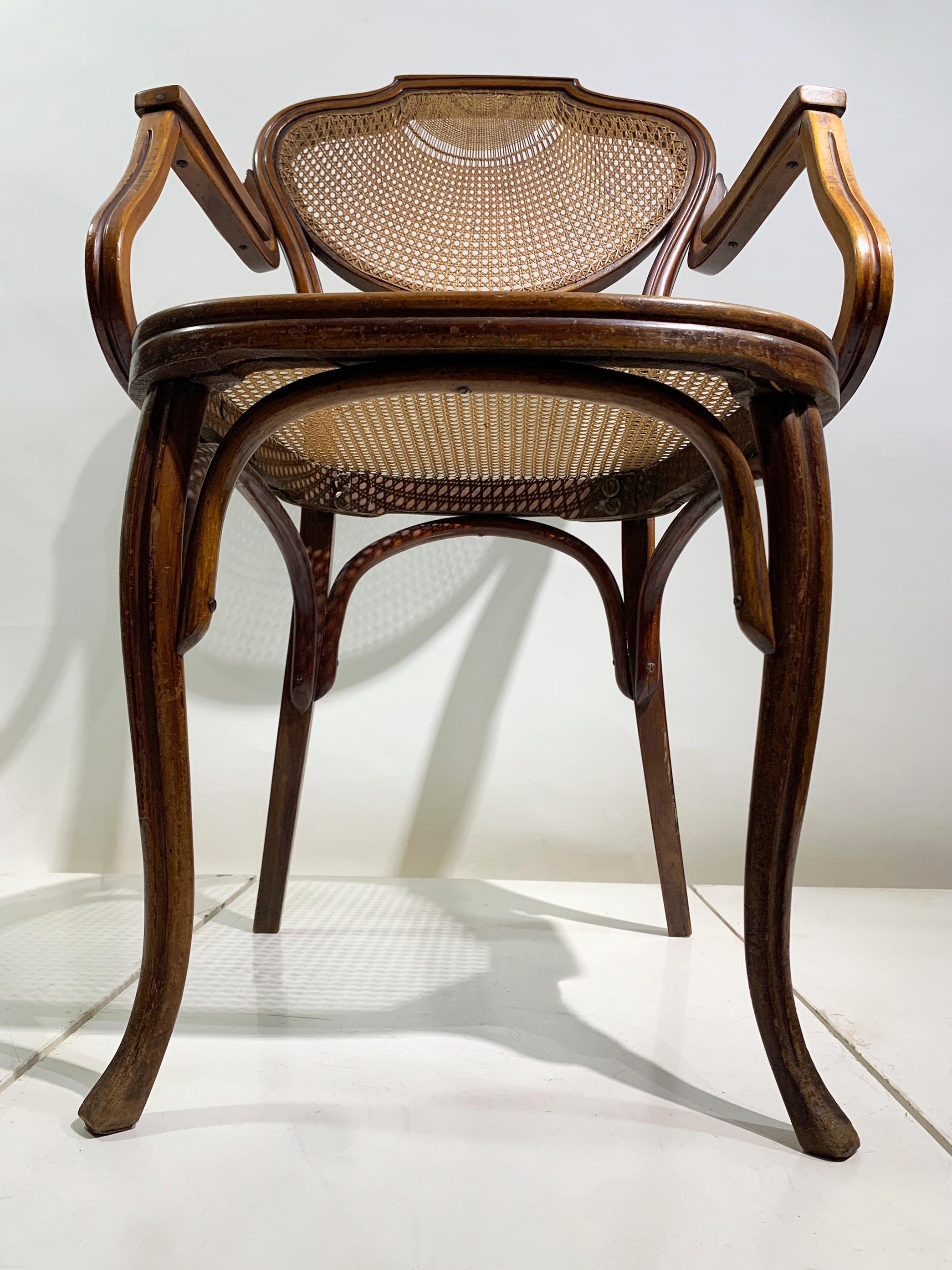 J&J Kohn Bentwood Armchair with Rattan Seat and Back, Austria , circa 1900 For Sale 8