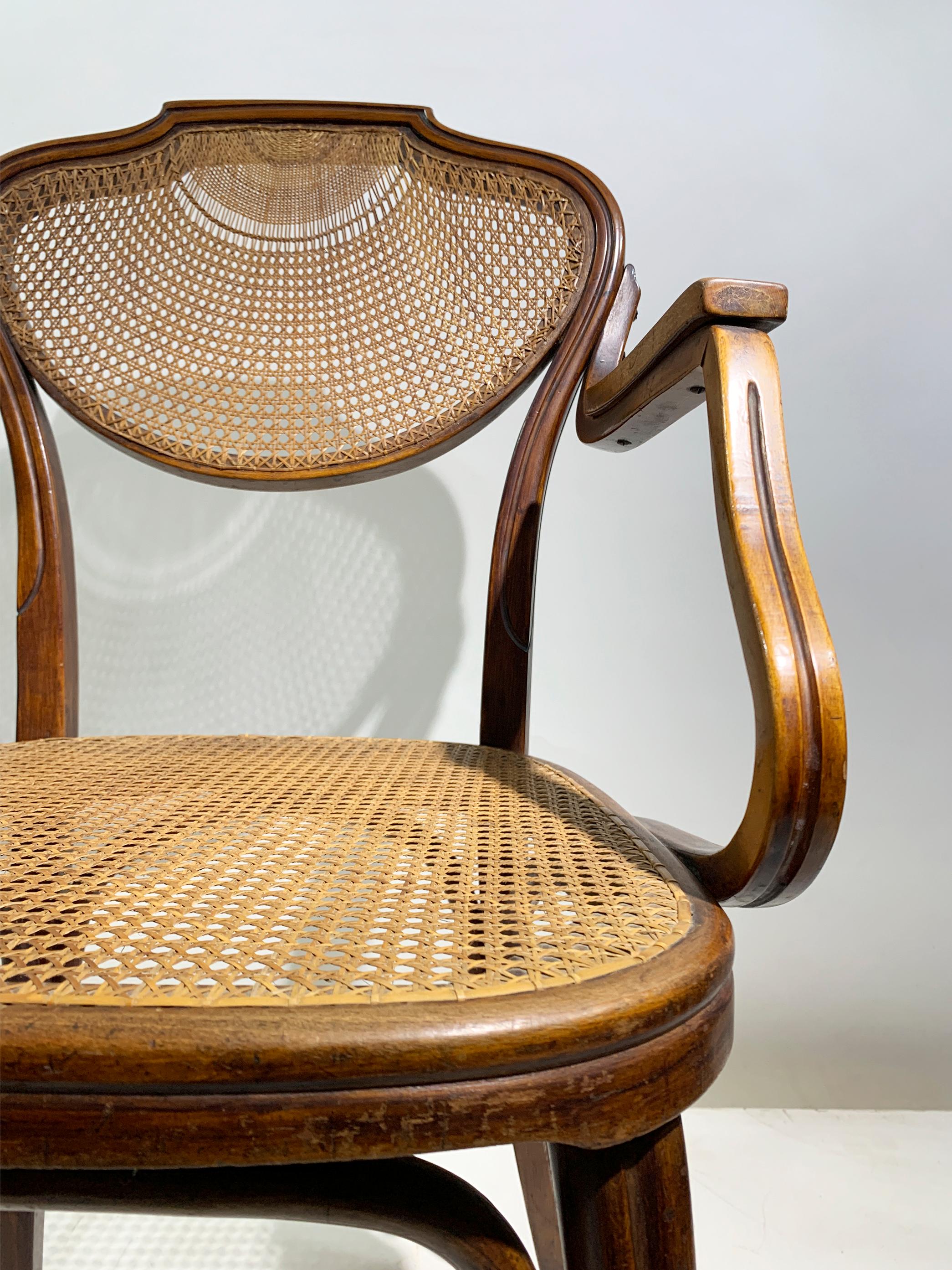 J&J Kohn Bentwood Armchair with Rattan Seat and Back, Austria , circa 1900 For Sale 9