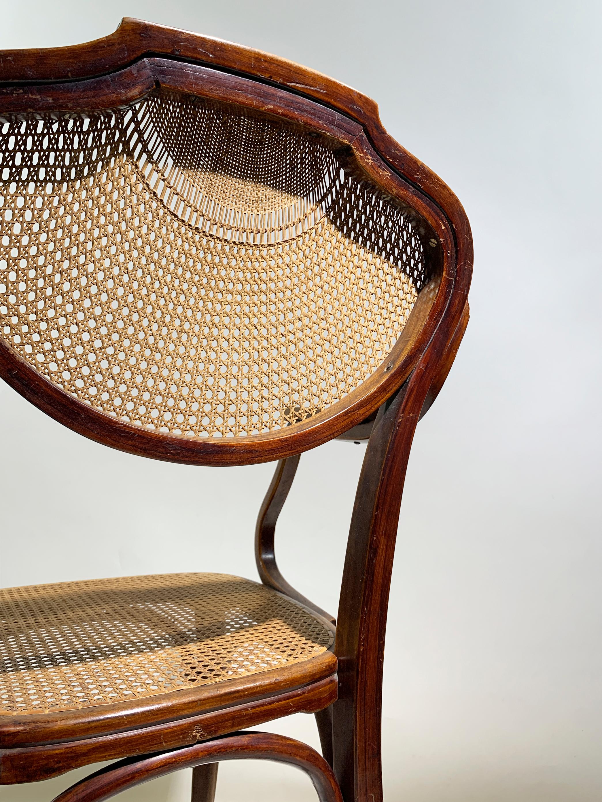 J&J Kohn Bentwood Armchair with Rattan Seat and Back, Austria , circa 1900 For Sale 10