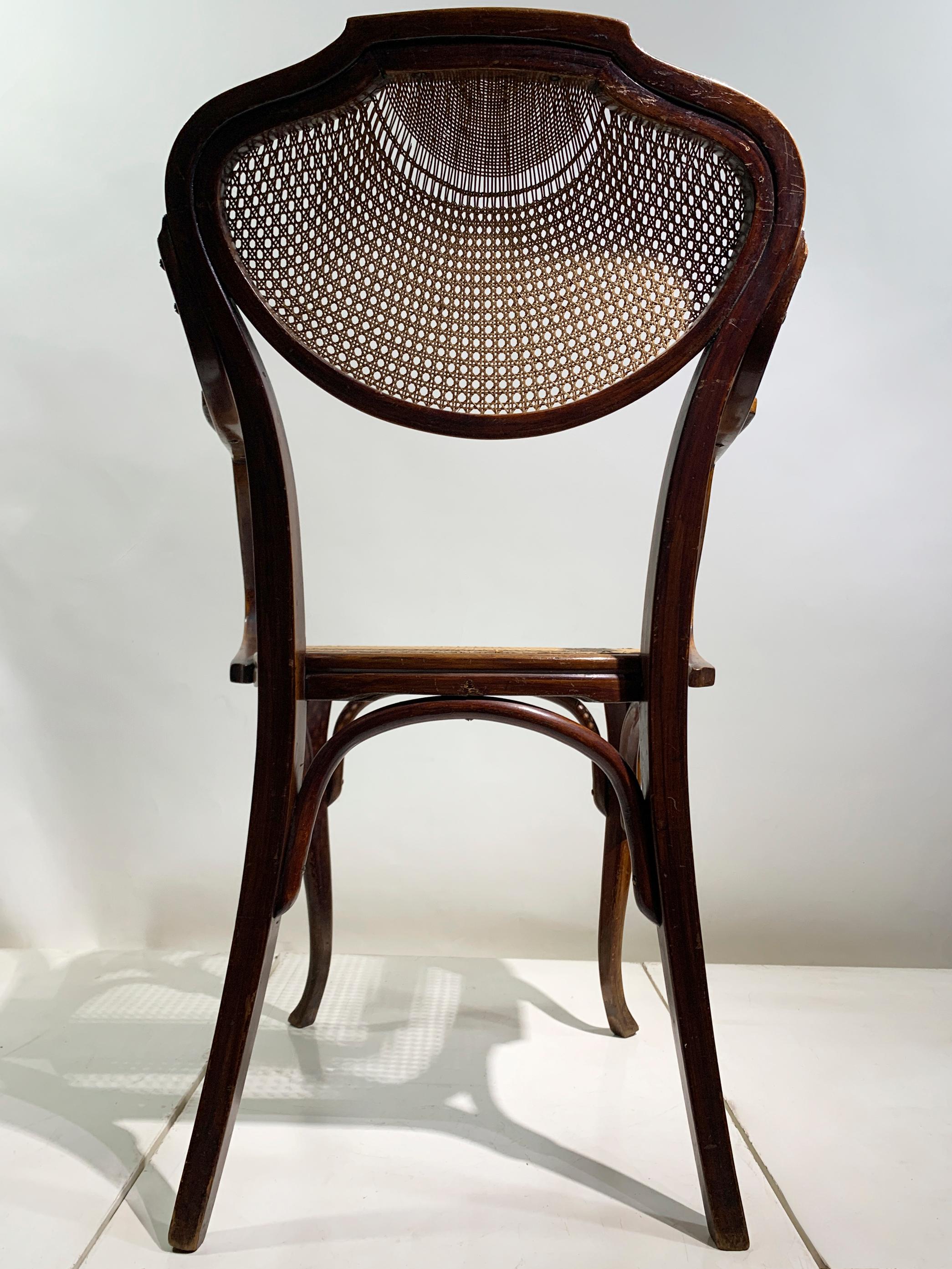 J&J Kohn Bentwood Armchair with Rattan Seat and Back, Austria , circa 1900 For Sale 11
