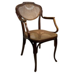 J&J Kohn Bentwood Armchair with Rattan Seat and Back, Austria , circa 1900
