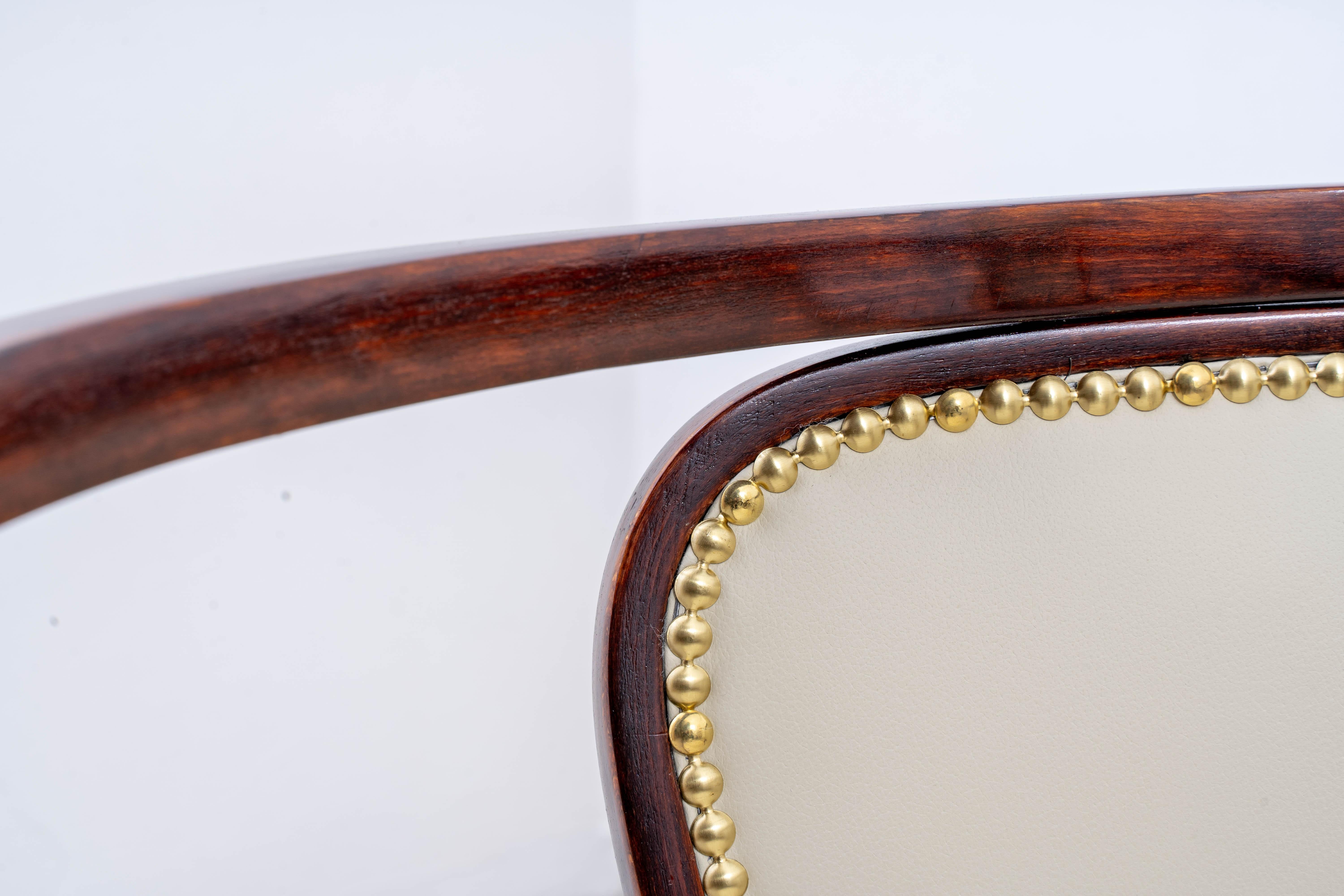 J.&J. Kohn - Gustav Siegel - Armchair (2) - No. 715 - Beech, Brass, Leather 5