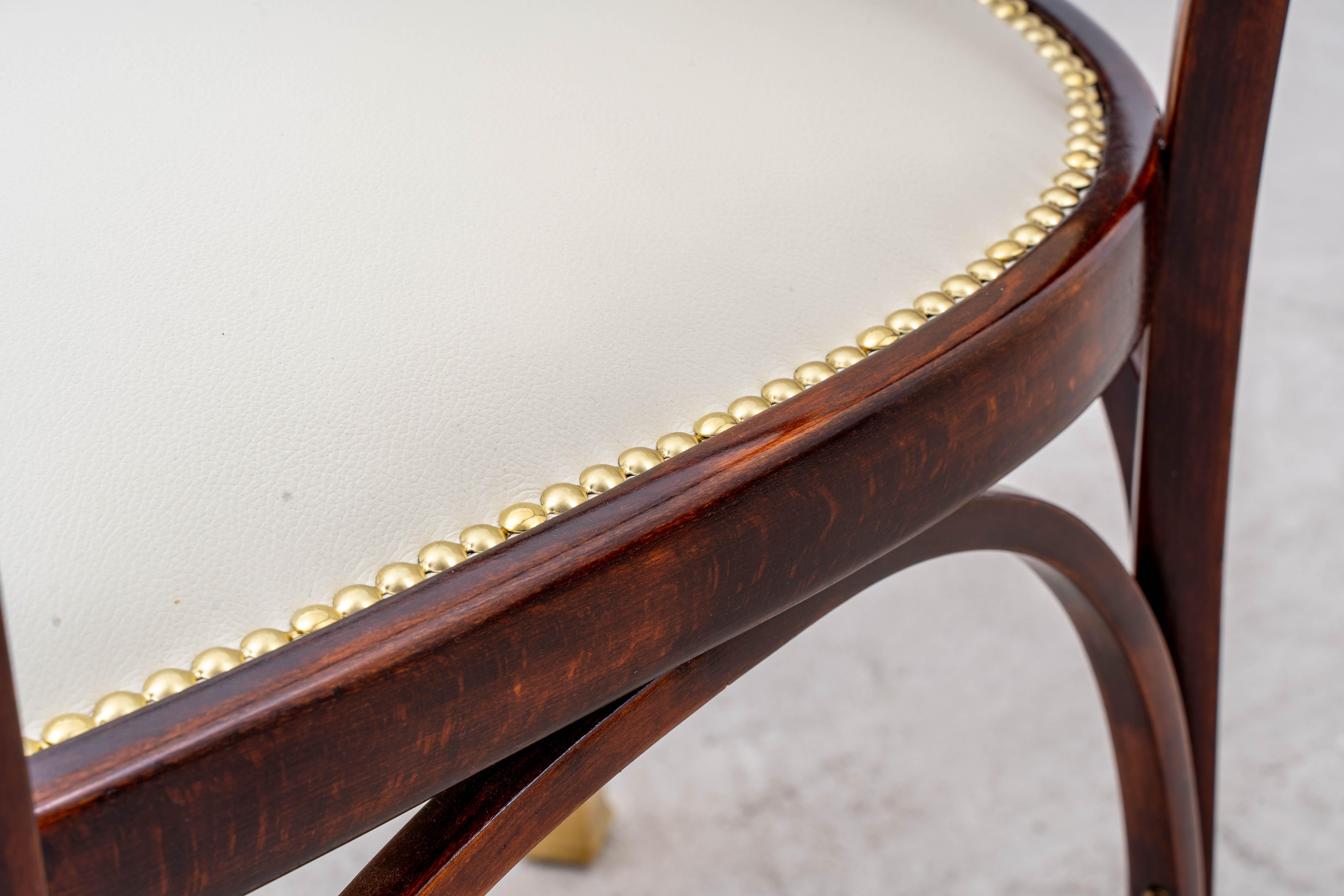 J.&J. Kohn - Gustav Siegel - Armchair (2) - No. 715 - Beech, Brass, Leather 8