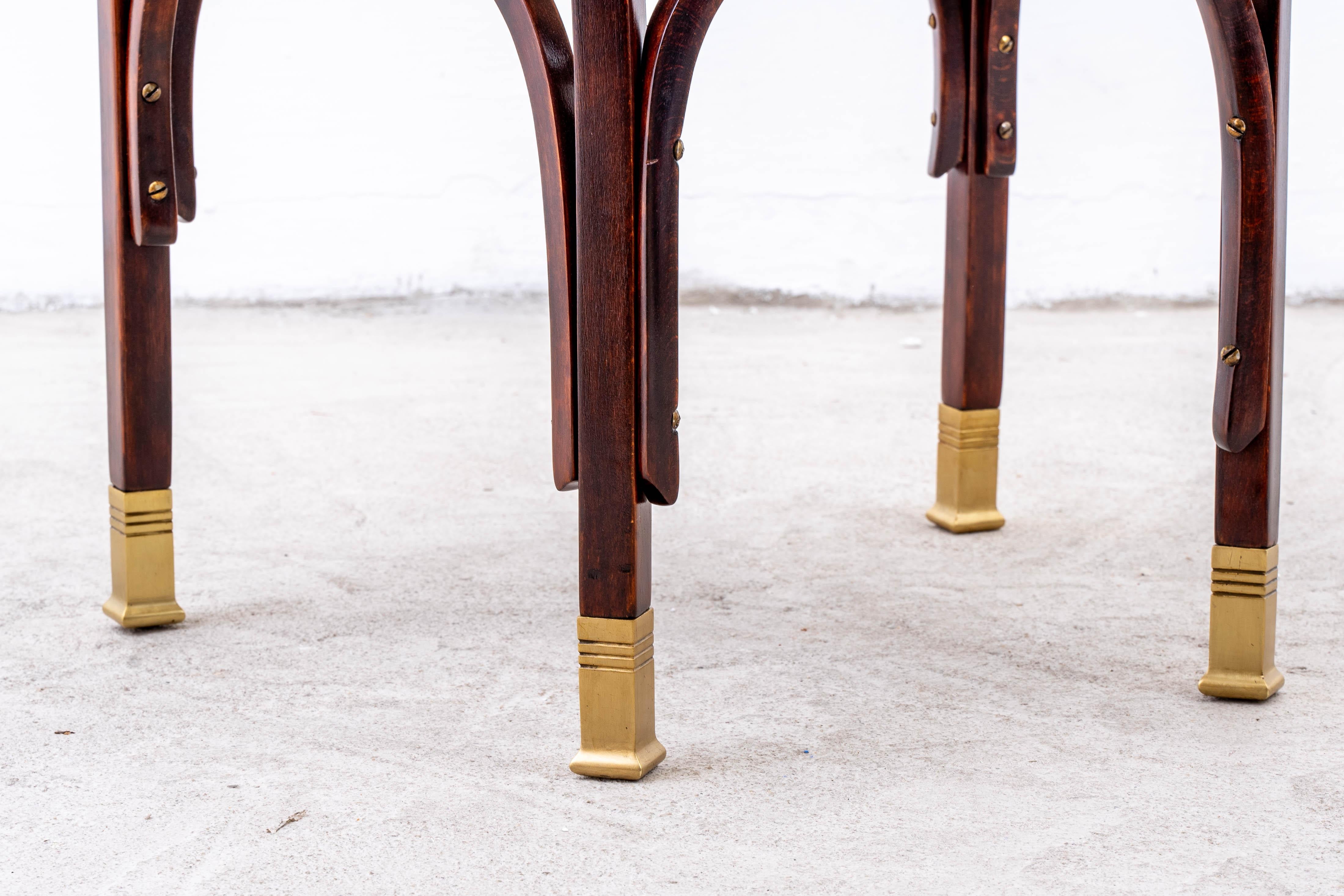 Austrian J.&J. Kohn - Gustav Siegel - Armchair (2) - No. 715 - Beech, Brass, Leather