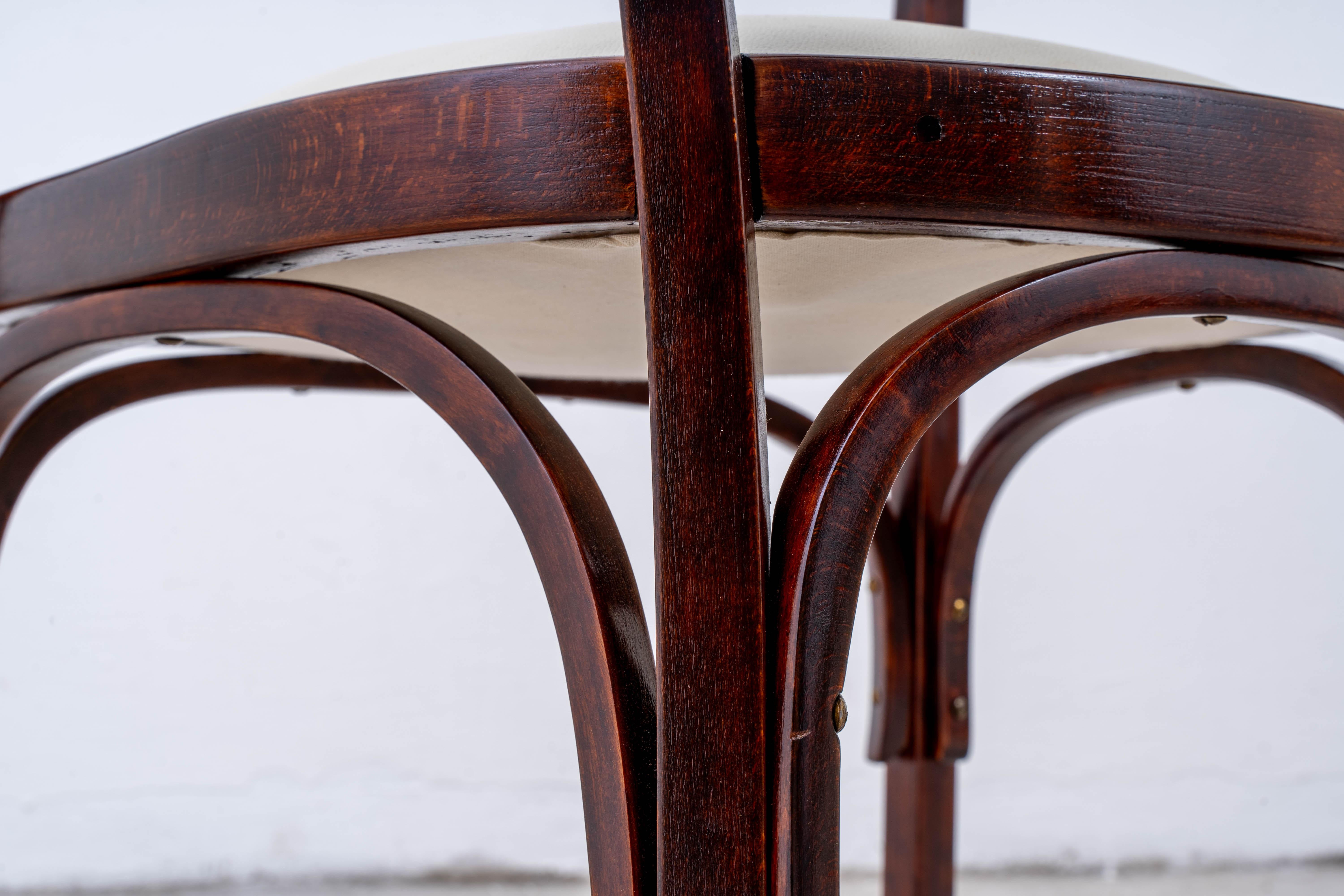 J.&J. Kohn - Gustav Siegel - Armchair (2) - No. 715 - Beech, Brass, Leather 3