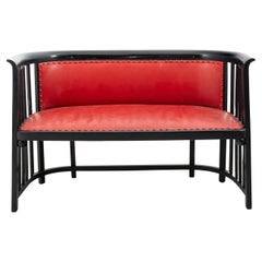 J.&J. Kohn - Josef Hoffmann - Divano - "Fledermaus" - Faggio nero e pelle rossa