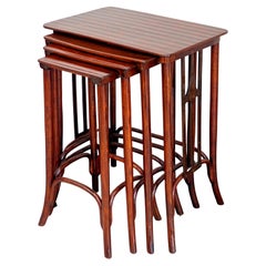 J.&J. Kohn Vienna Art Nouveau Set of Nesting Tea Tables, Mahogany Stained