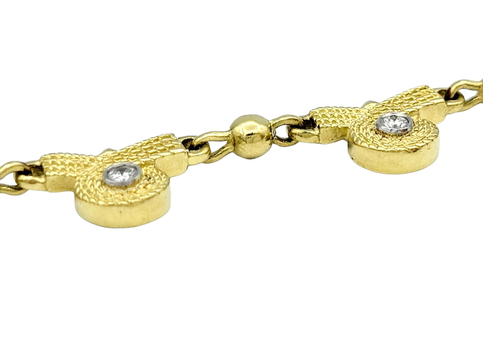 Contemporary J.J. Marco 'Illuminated Braids' 18 Karat Yellow Gold Link Necklace with Diamonds For Sale