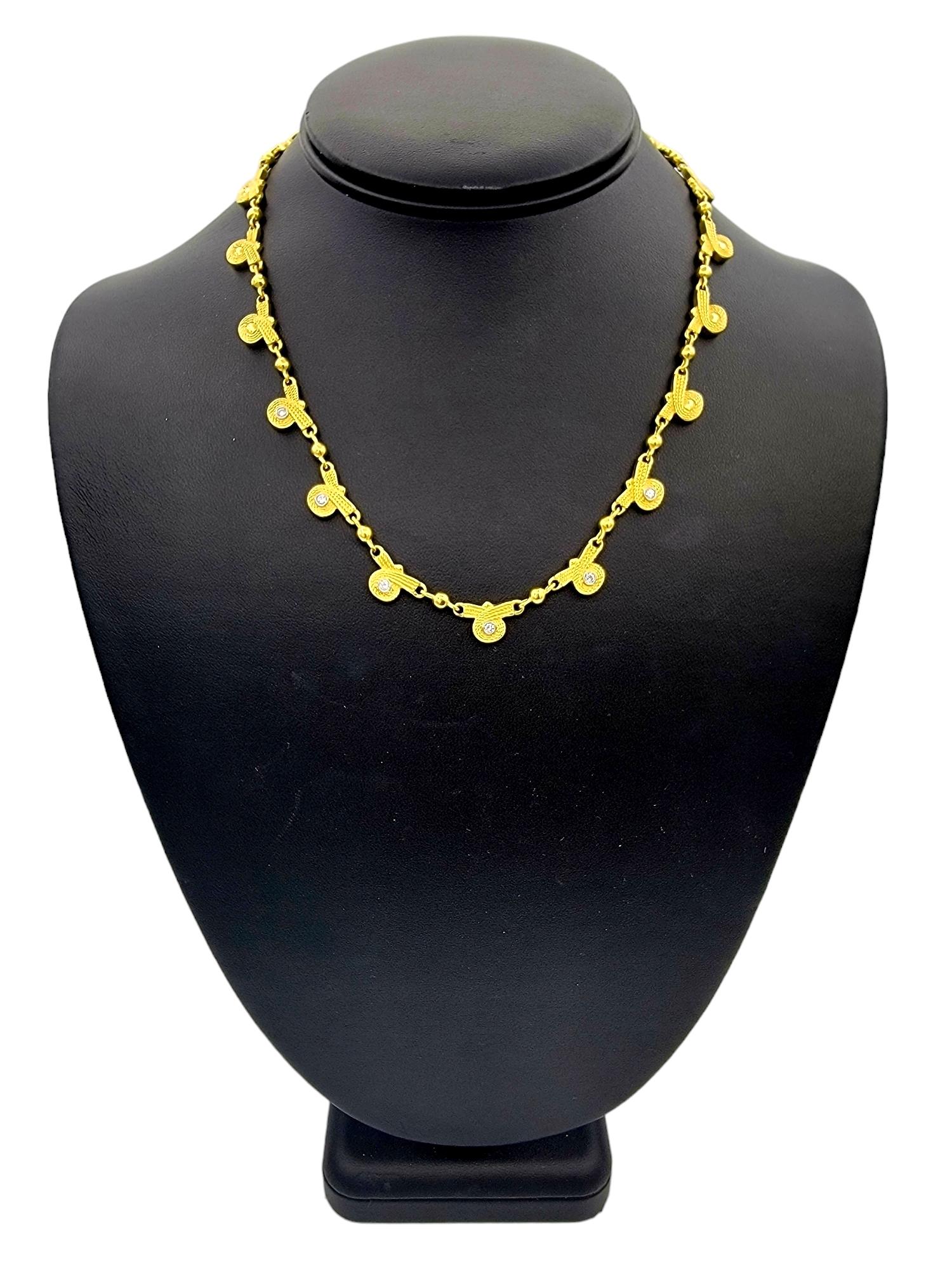 J.J. Marco 'Illuminated Braids' 18 Karat Yellow Gold Link Necklace with Diamonds For Sale 1