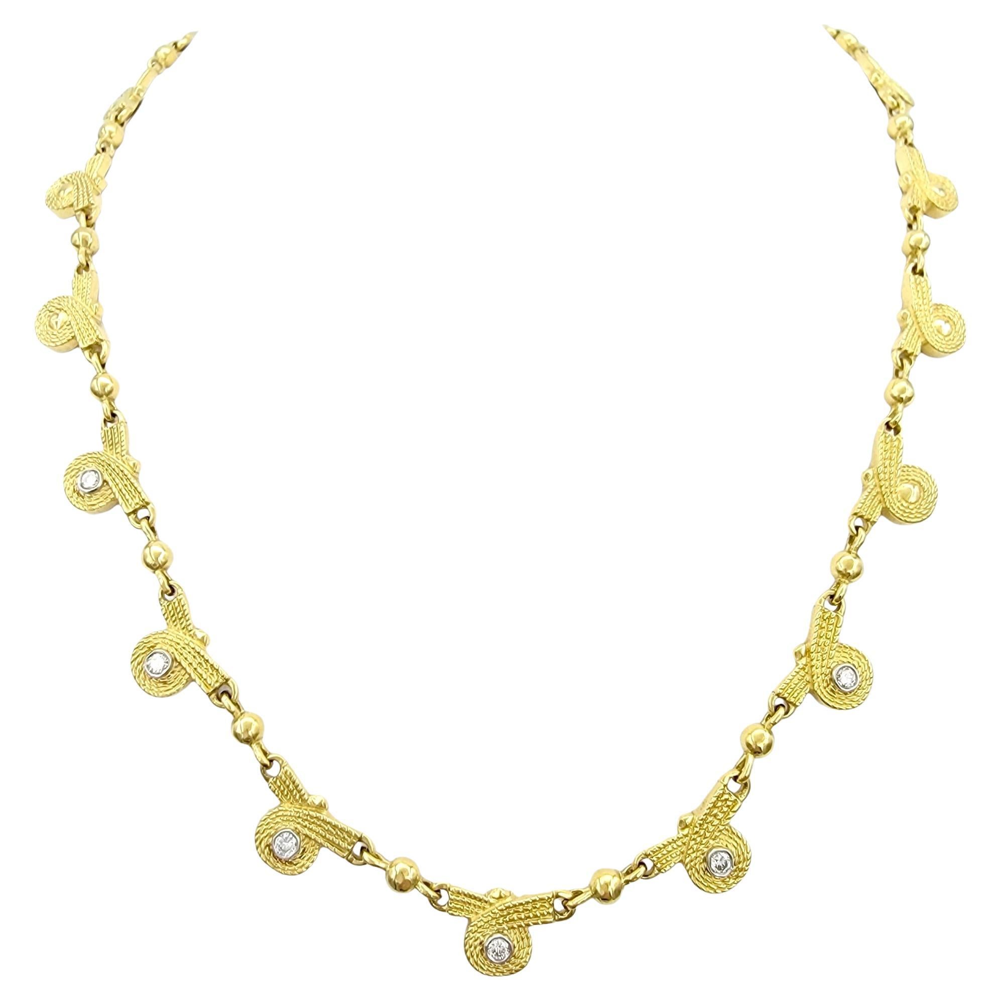 J.J. Marco 'Illuminated Braids' 18 Karat Yellow Gold Link Necklace with Diamonds