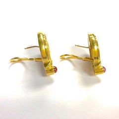 JJ Marco Pink Tourmaline Diamond Gold Earrings
