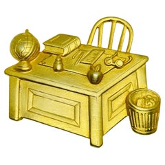 JJ signed vintage gold tone desk study designer brooch JJ signed vintage gold tone desk study designer brooch