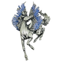JJ signed vintage silver tone horse designer brooch