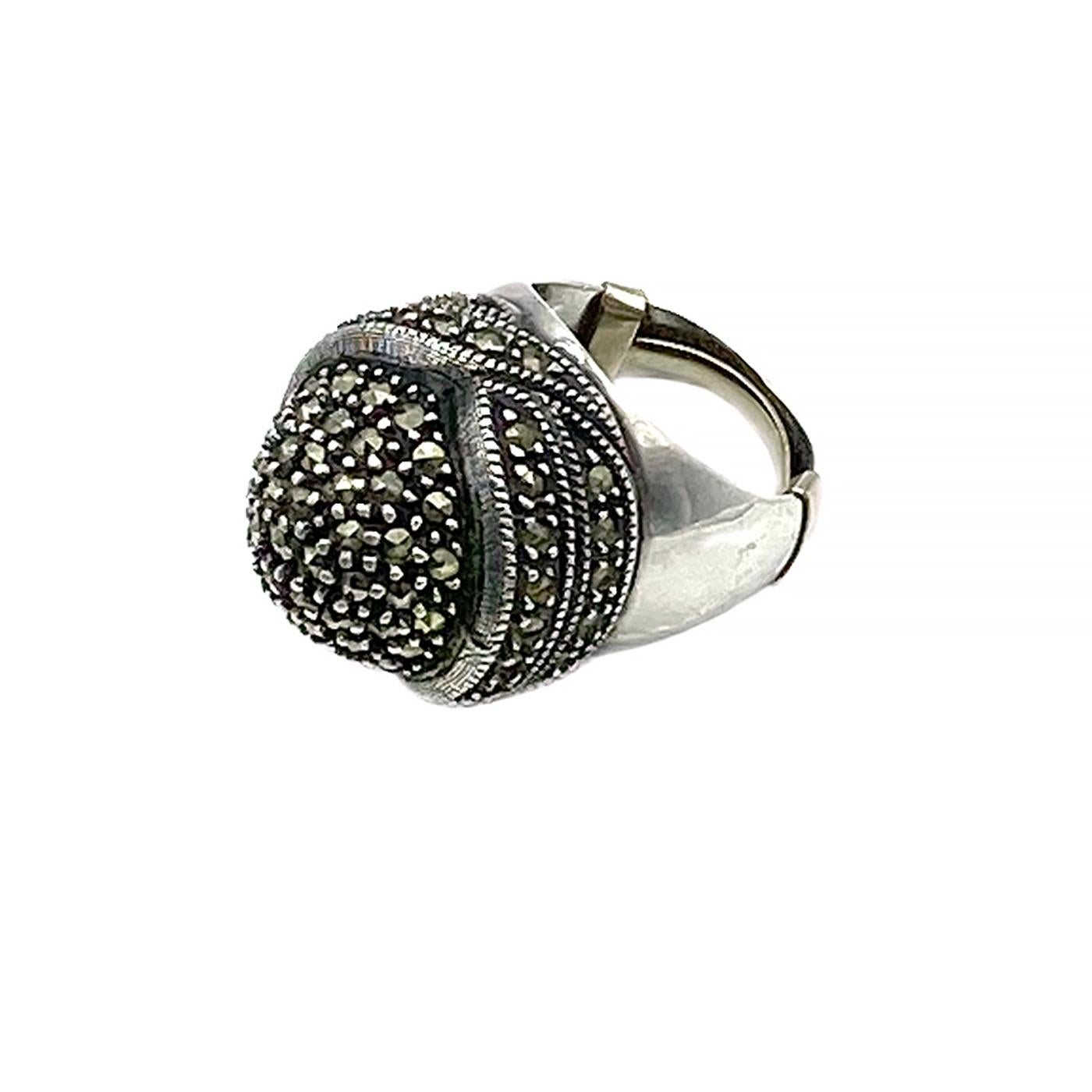 Taille ronde JJ Bague cocktail en argent sterling