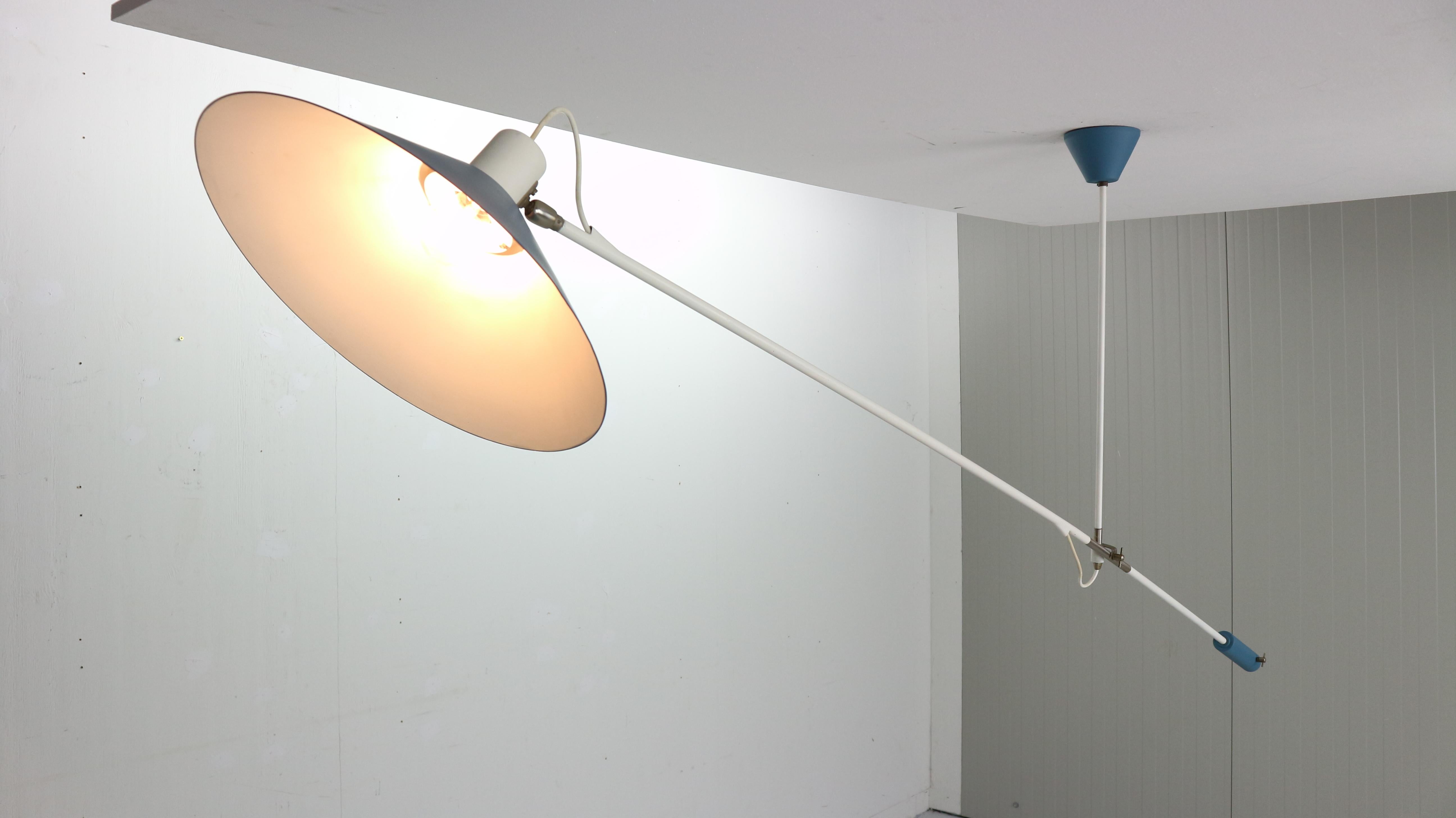 J.J.J. Hoogervorst Counter Blue Balance Ceiling Lamp by Anvia Holland, 1950 4