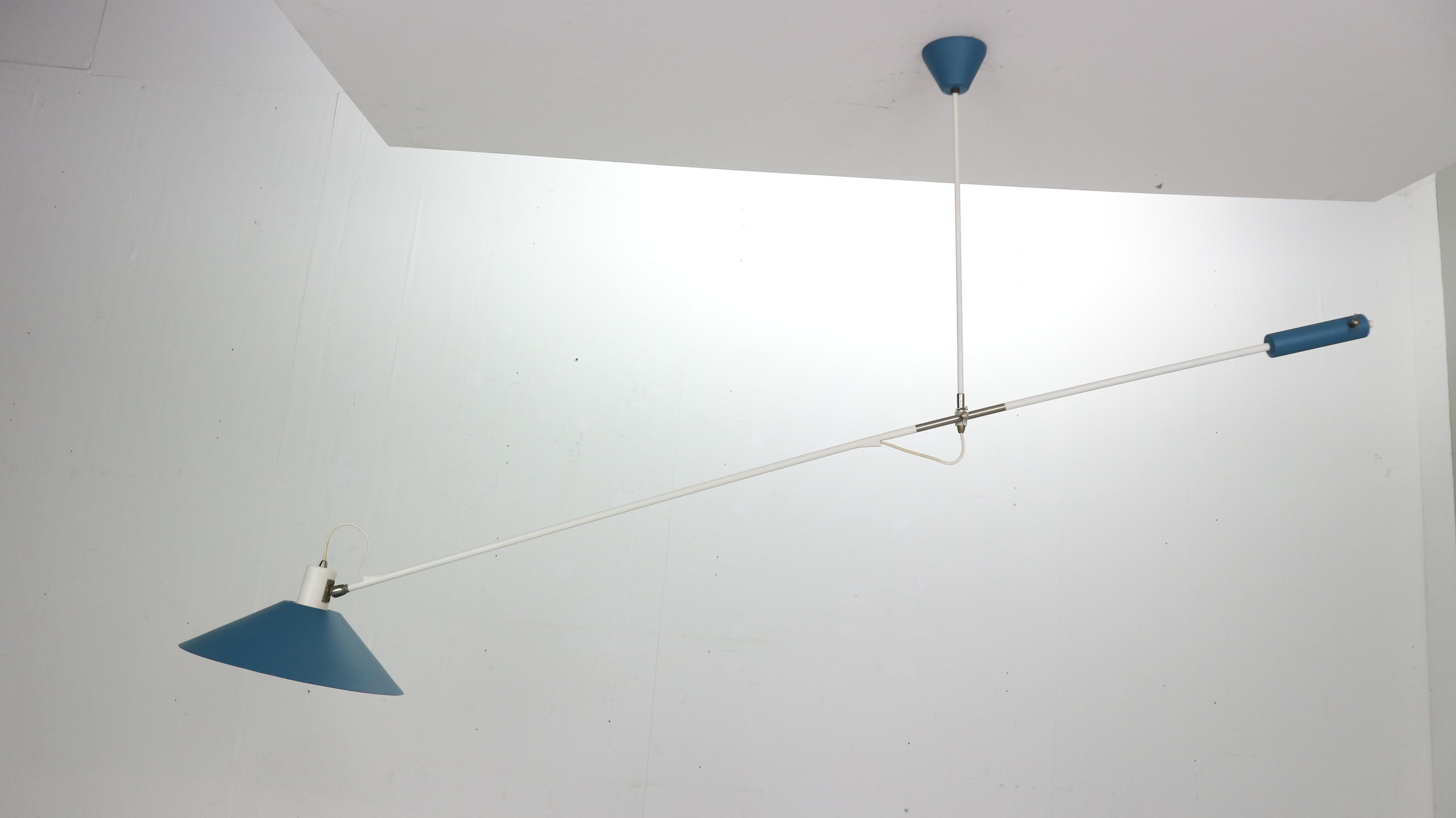 Mid-Century Modern J.J.J. Hoogervorst Counter Blue Balance Ceiling Lamp by Anvia Holland, 1950