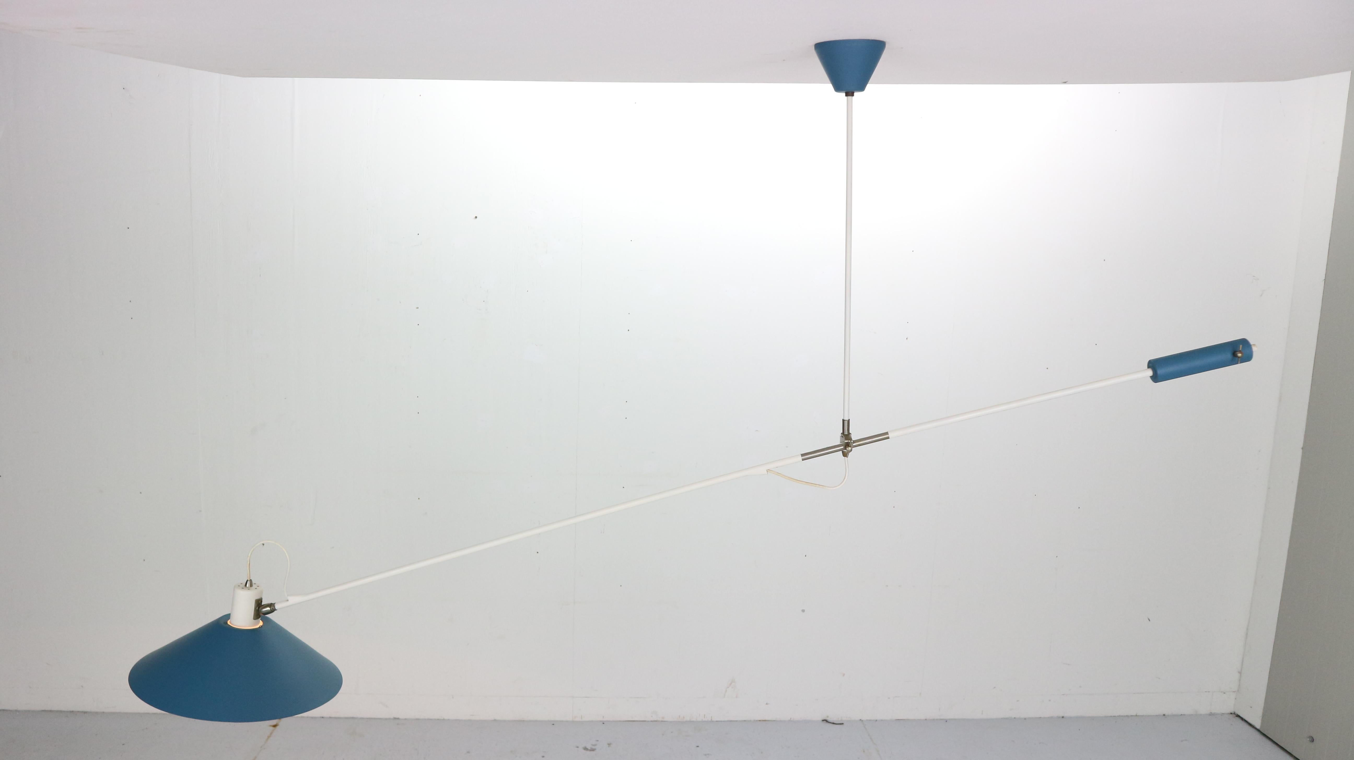 Dutch J.J.J. Hoogervorst Counter Blue Balance Ceiling Lamp by Anvia Holland, 1950