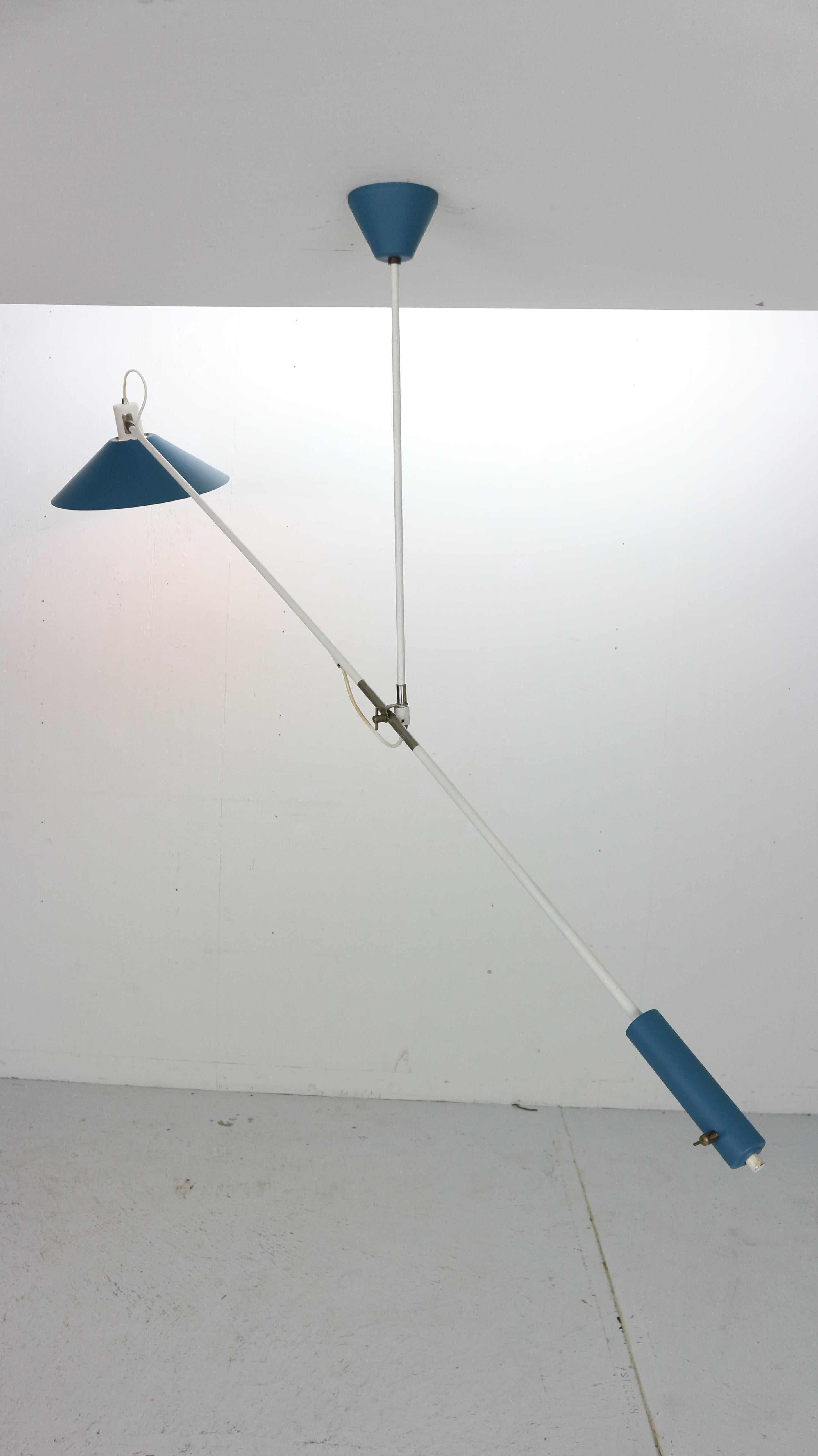 J.J.J. Hoogervorst Counter Blue Balance Ceiling Lamp by Anvia Holland, 1950 In Good Condition In The Hague, NL