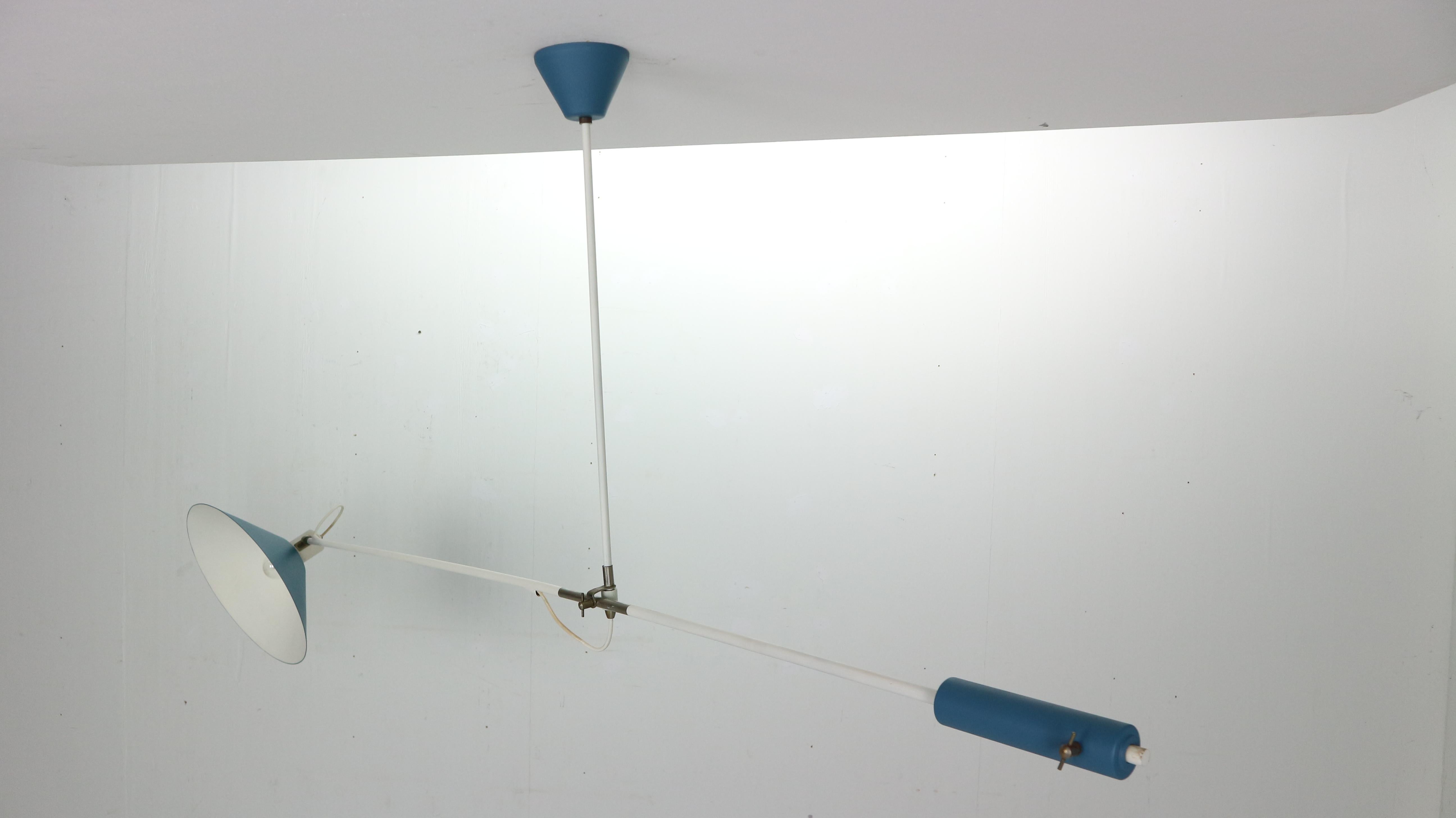 Mid-20th Century J.J.J. Hoogervorst Counter Blue Balance Ceiling Lamp by Anvia Holland, 1950