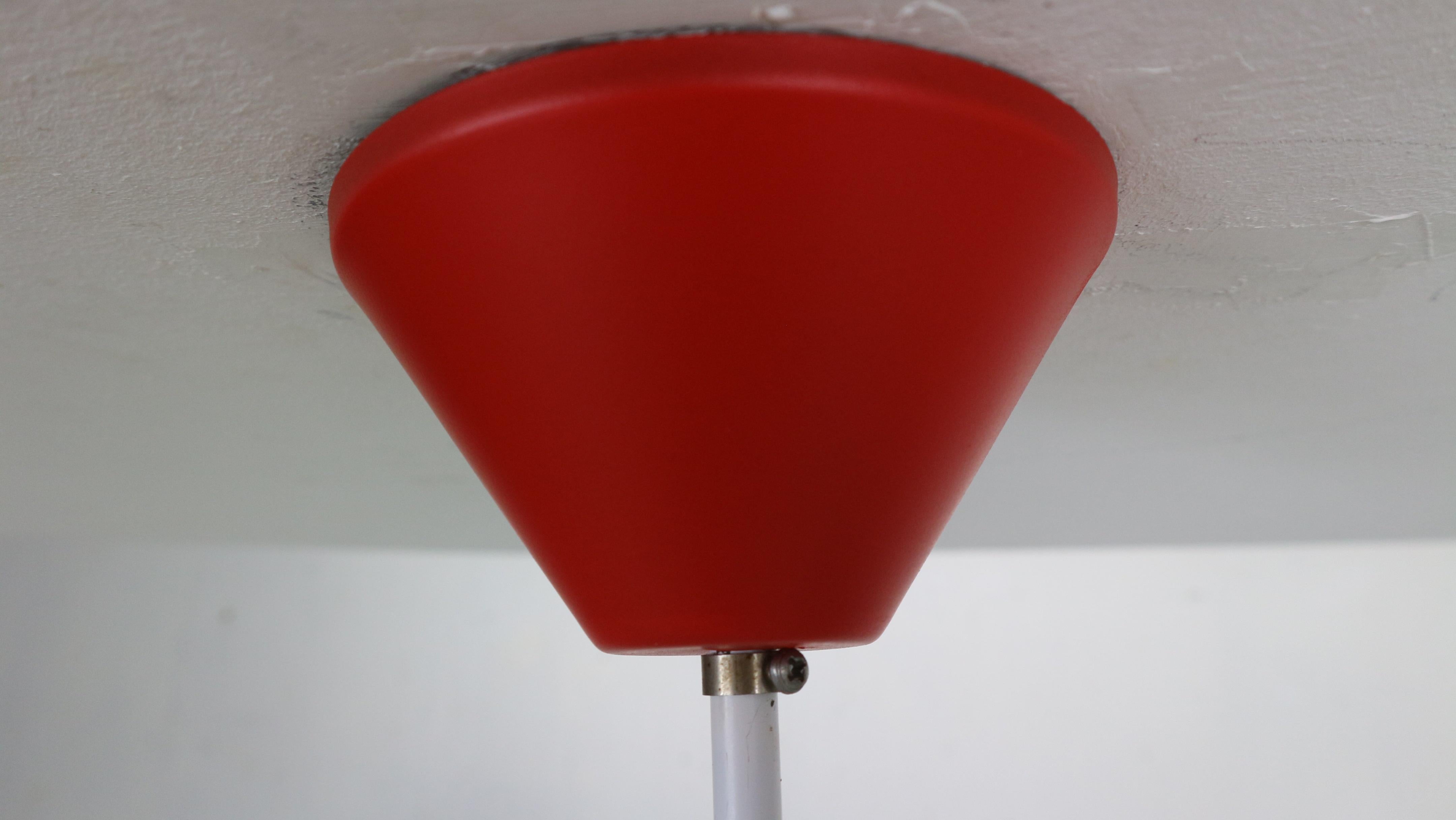 J.J.J. Hoogervorst Red Counter Balance Ceiling Lamp by Anvia Holland, 1950 For Sale 11