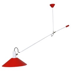 J.J.J. Hoogervorst Red Counter Balance Ceiling Lamp by Anvia Holland, 1950