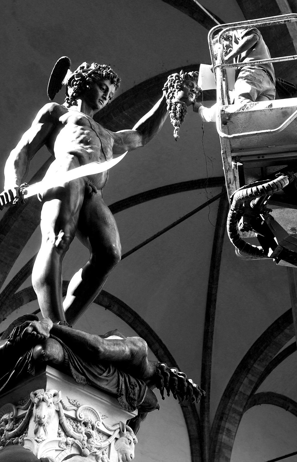 JJK Black and White Photograph - Cleaning Heros, Photography, Limited Edition, Cityscape, Street, Florence