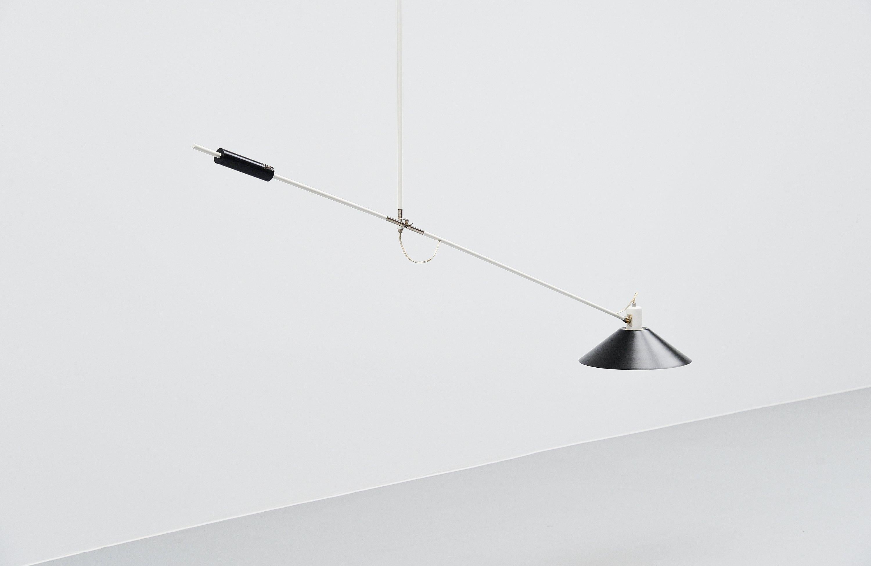 Metal JJM Hoogervorst Anvia Counter Balance Ceiling Lamp, Holland, 1957