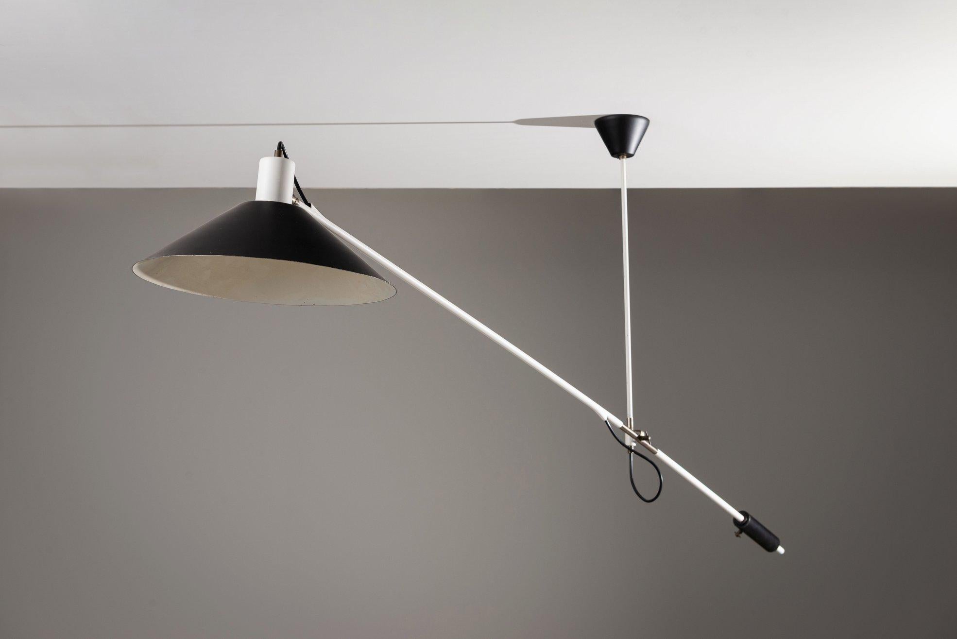 Mid-Century Modern JJM Hoogervorst counter balance ceiling lamp Anvia the Netherlands 1957 For Sale